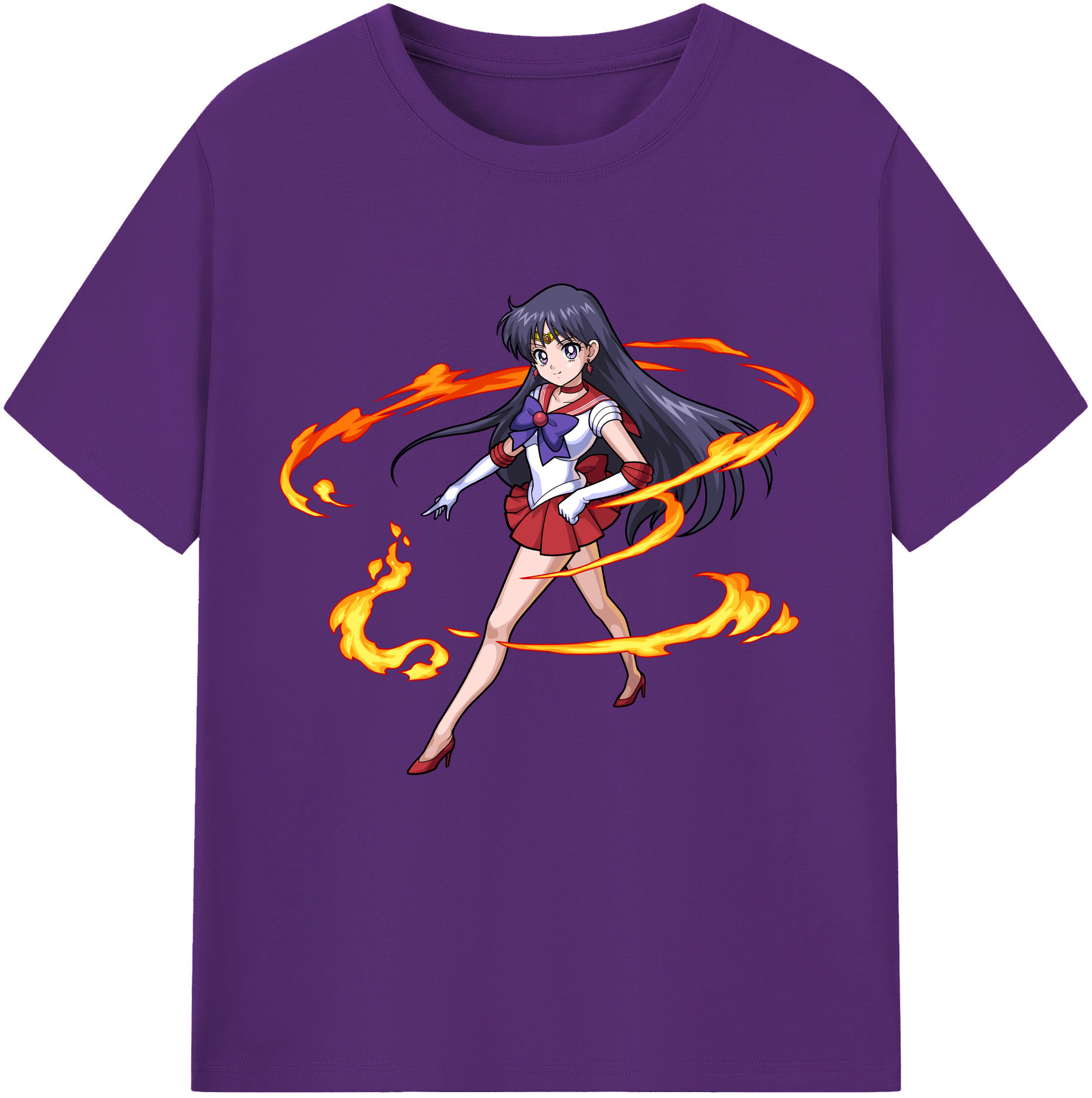 （画像用） 美少女戦士セーラームーン 火野レイ ひの レイ Sailor Moon Hino Rei （セーラーマーズ,Sailor Mars） 綿100％半袖Tシャツ（フロントプリント）