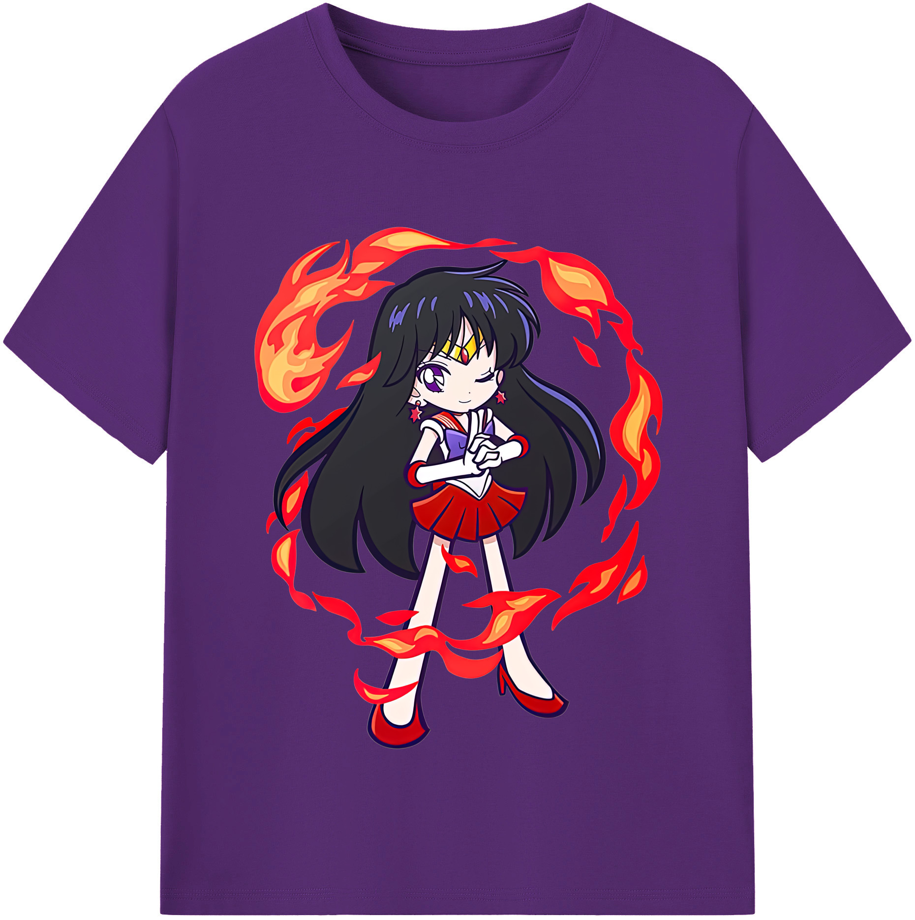 （画像用） 美少女戦士セーラームーン 火野レイ ひの レイ Sailor Moon Hino Rei （セーラーマーズ,Sailor Mars） 綿100％半袖Tシャツ（フロントプリント）