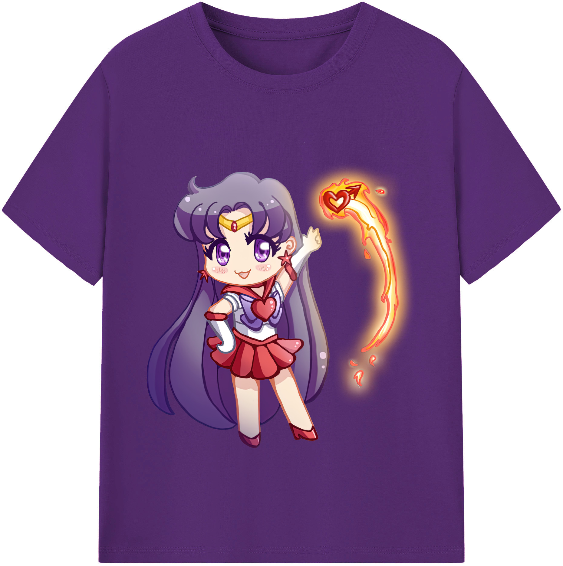 （画像用） 美少女戦士セーラームーン 火野レイ ひの レイ Sailor Moon Hino Rei （セーラーマーズ,Sailor Mars） 綿100％半袖Tシャツ（フロントプリント）