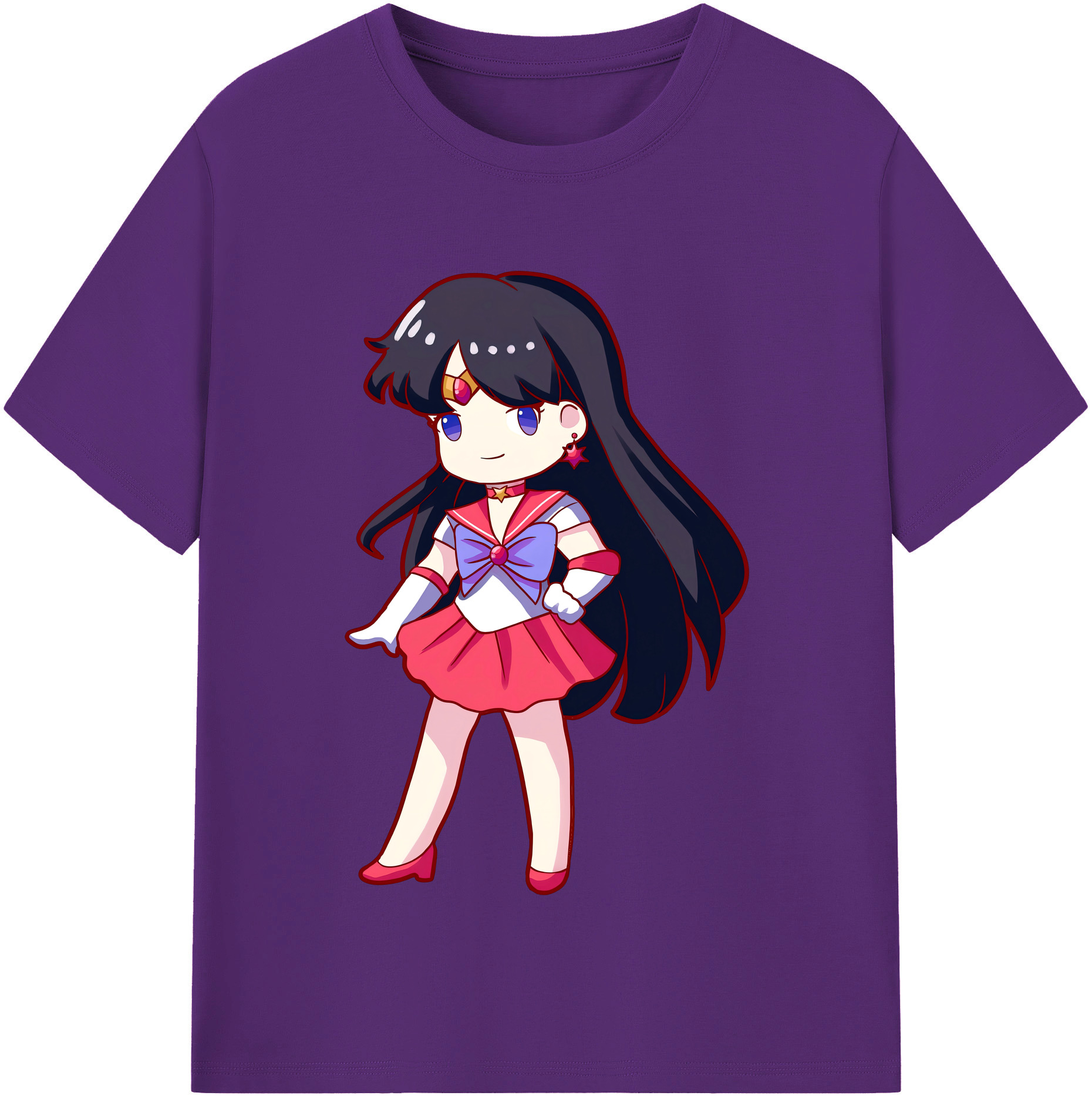 （画像用） 美少女戦士セーラームーン 火野レイ ひの レイ Sailor Moon Hino Rei （セーラーマーズ,Sailor Mars） 綿100％半袖Tシャツ（フロントプリント）