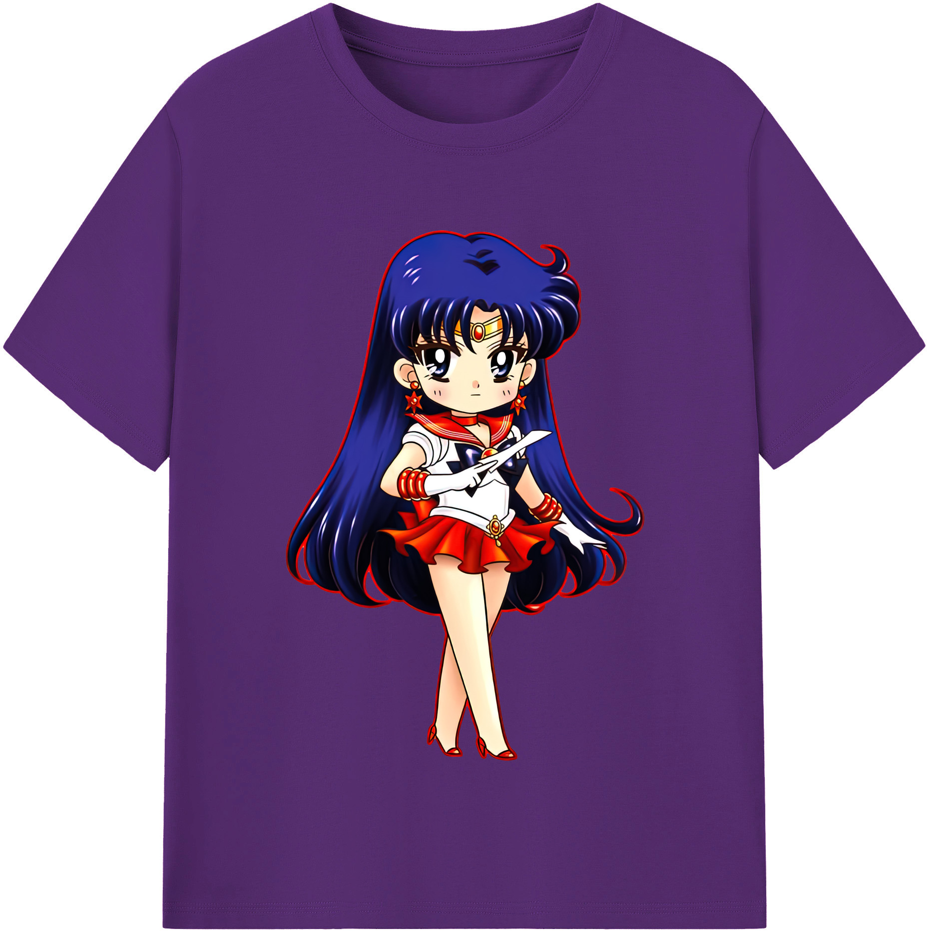 （画像用） 美少女戦士セーラームーン 火野レイ ひの レイ Sailor Moon Hino Rei （セーラーマーズ,Sailor Mars） 綿100％半袖Tシャツ（フロントプリント）