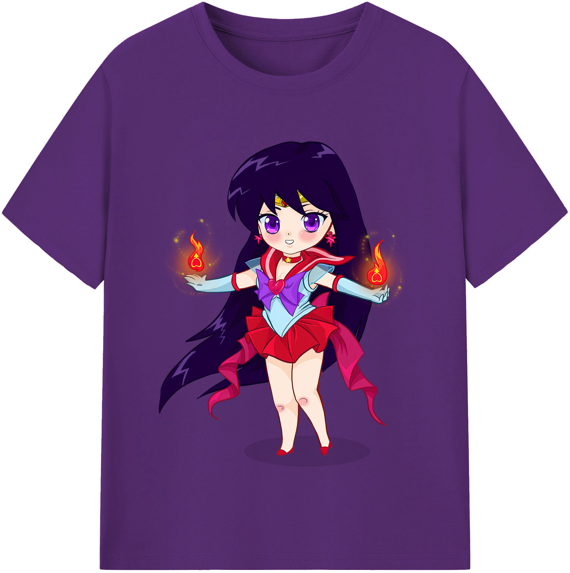 （画像用） 美少女戦士セーラームーン 火野レイ ひの レイ Sailor Moon Hino Rei （セーラーマーズ,Sailor Mars） 綿100％半袖Tシャツ（フロントプリント）