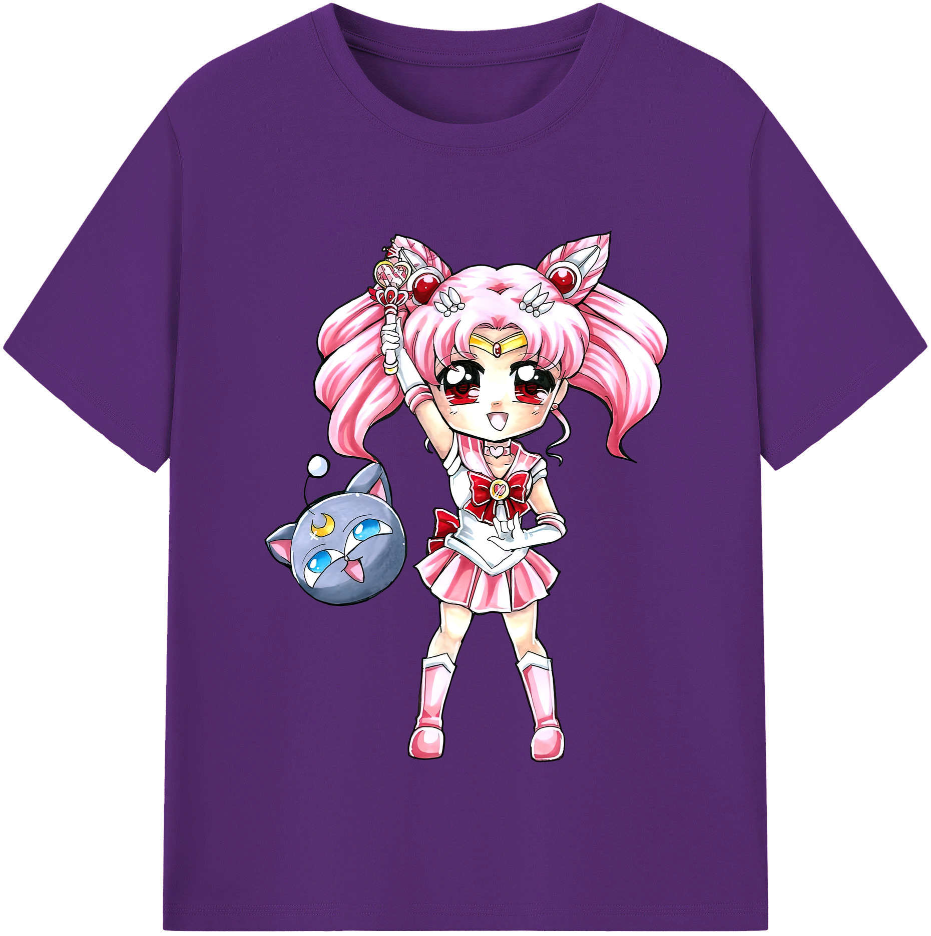 （画像用） 美少女戦士セーラームーン ちびうさ Sailor Moon Chibiusa Tsukino Usagi Small Lady Serenity 綿100％半袖Tシャツ（フロントプリント）