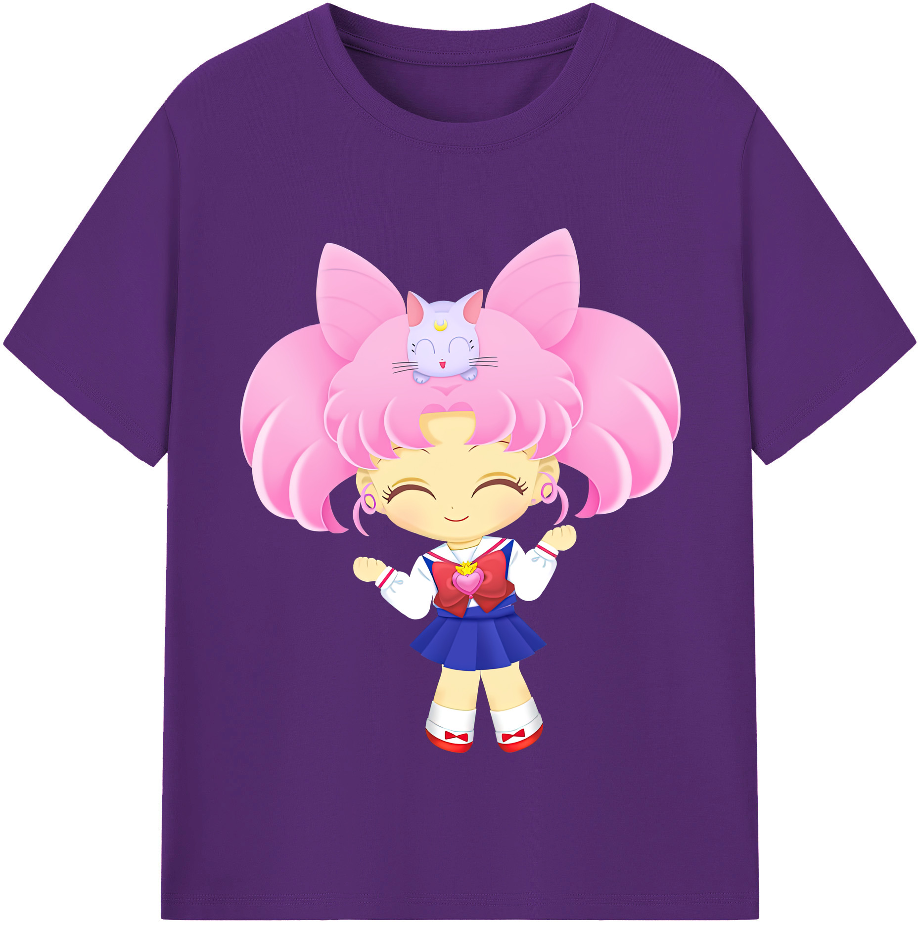（画像用） 美少女戦士セーラームーン ちびうさ Sailor Moon Chibiusa Tsukino Usagi Small Lady Serenity 綿100％半袖Tシャツ（フロントプリント）