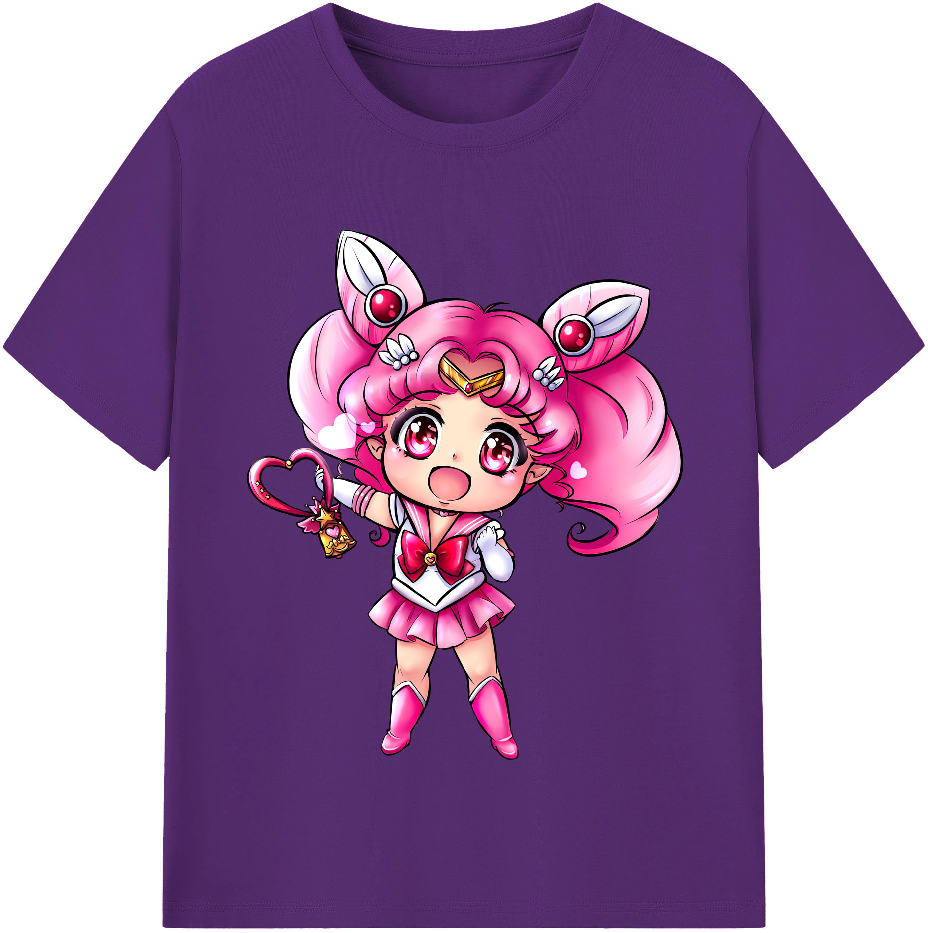 （画像用） 美少女戦士セーラームーン ちびうさ Sailor Moon Chibiusa Tsukino Usagi Small Lady Serenity 綿100％半袖Tシャツ（フロントプリント）