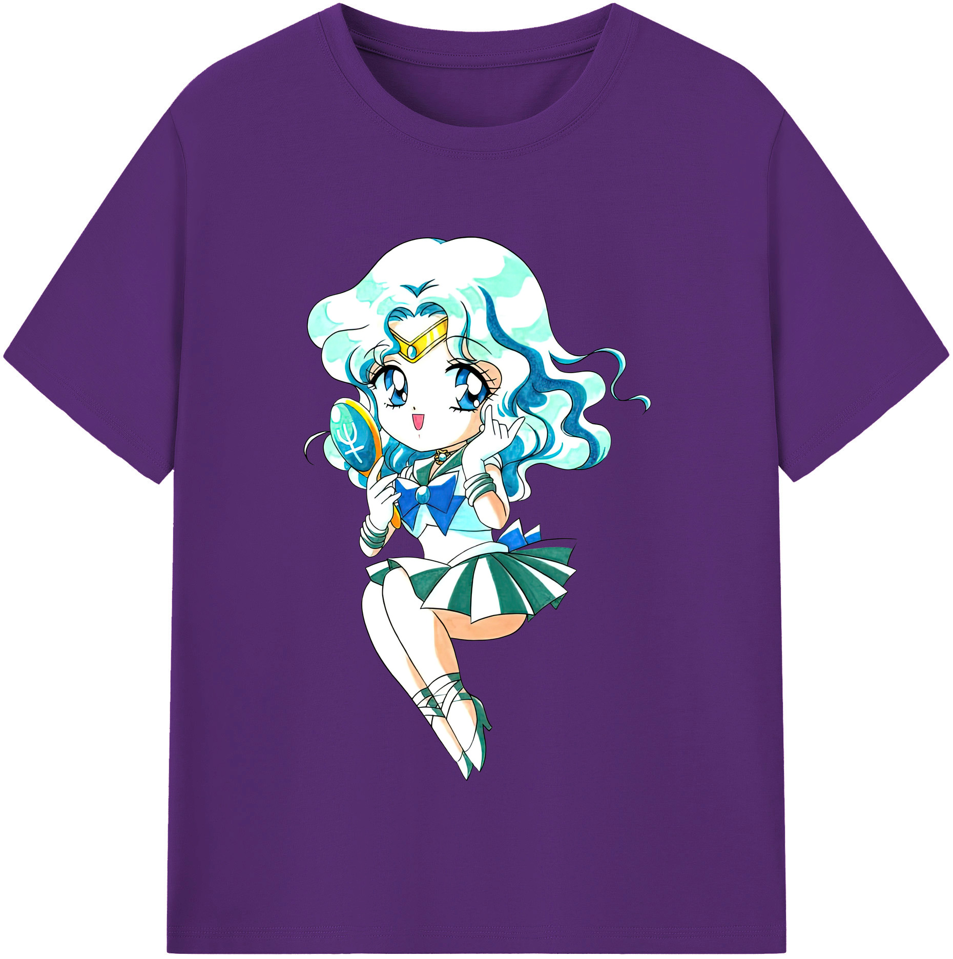 （画像用） 美少女戦士セーラームーン 海王 みちる（かいおう みちる） Sailor Moon Kaiou Michiru 綿100％半袖Tシャツ（フロントプリント）