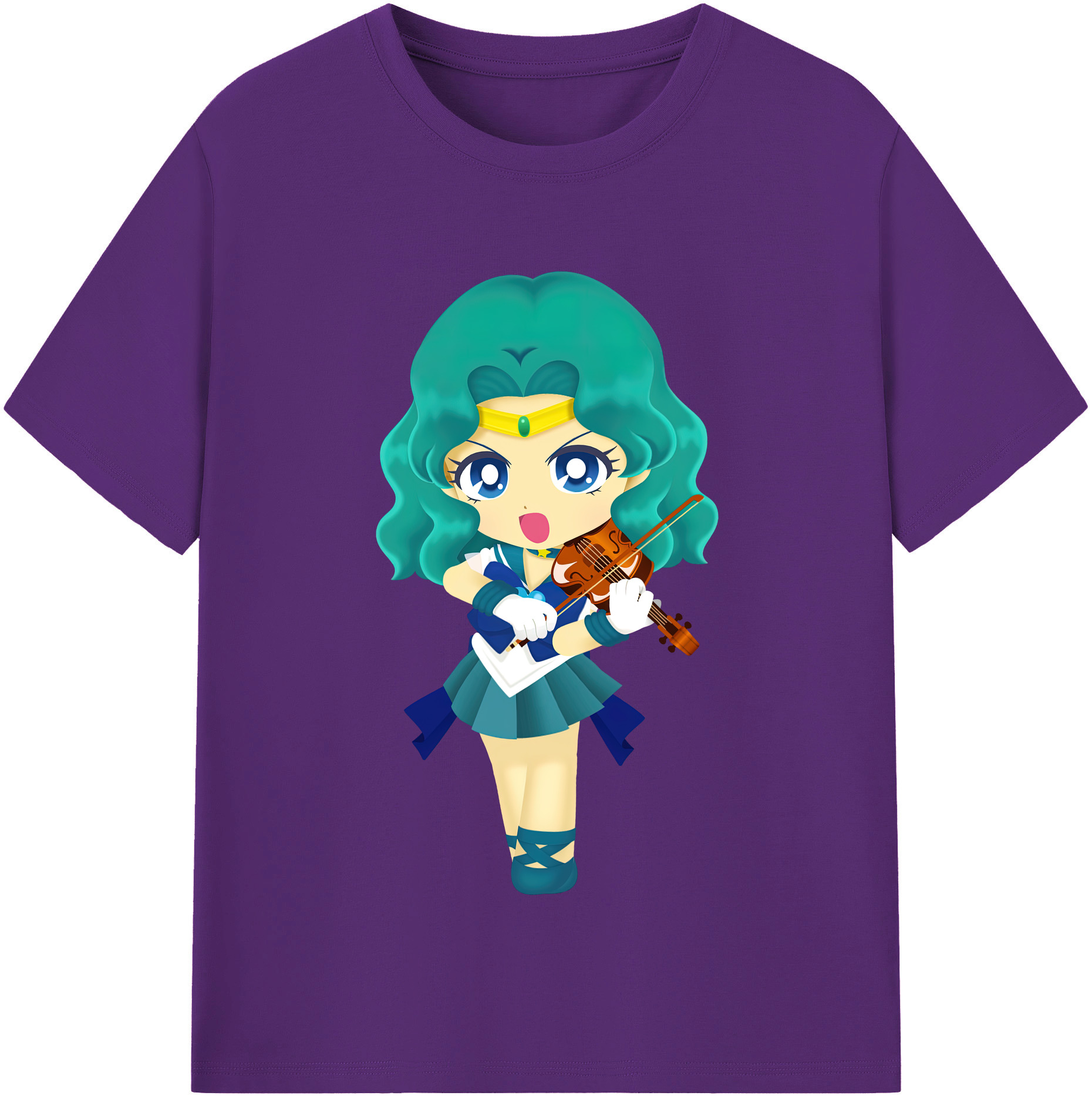 （画像用） 美少女戦士セーラームーン 海王 みちる（かいおう みちる） Sailor Moon Kaiou Michiru 綿100％半袖Tシャツ（フロントプリント）