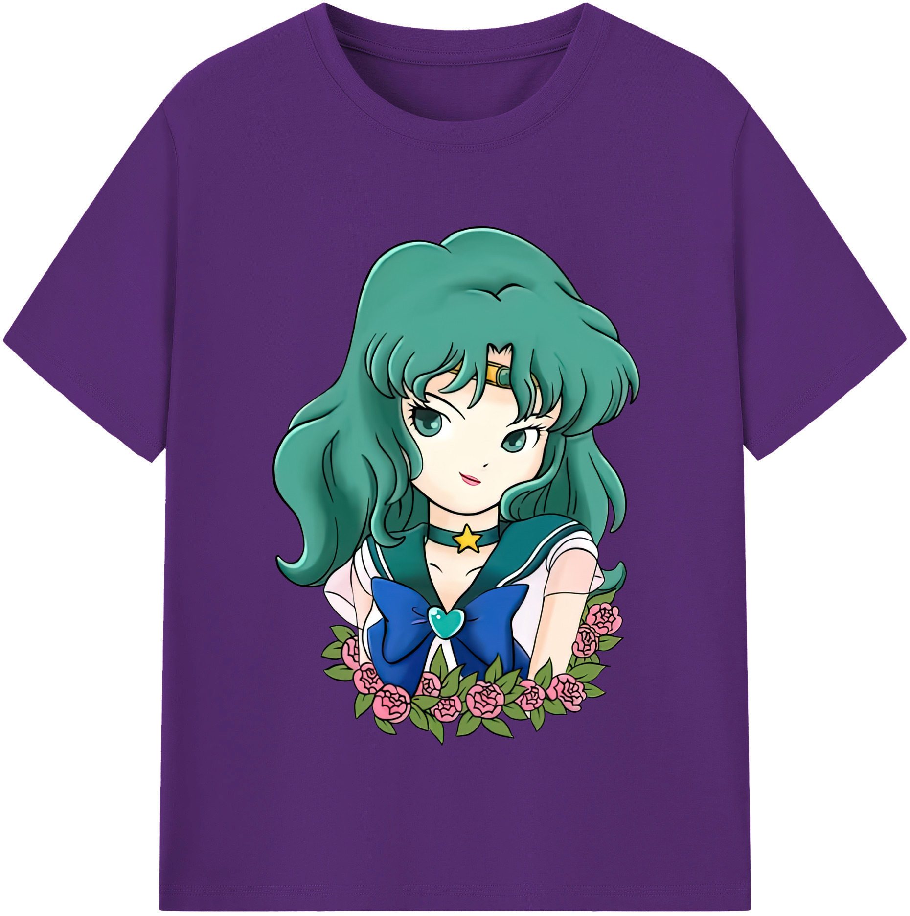 （画像用） 美少女戦士セーラームーン 海王 みちる（かいおう みちる） Sailor Moon Kaiou Michiru 綿100％半袖Tシャツ（フロントプリント）