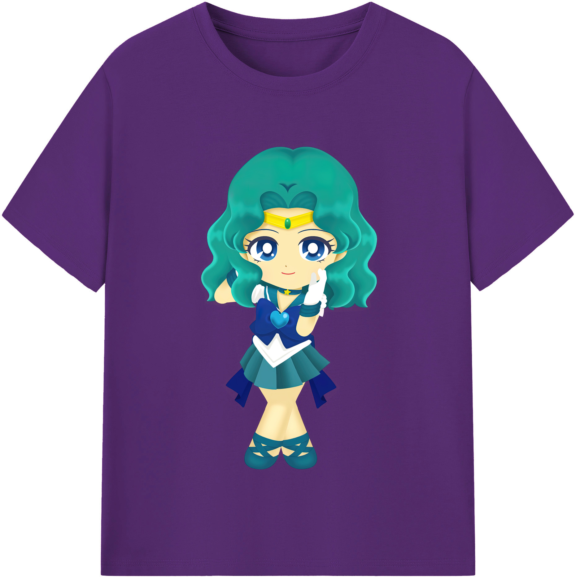 （画像用） 美少女戦士セーラームーン 海王 みちる（かいおう みちる） Sailor Moon Kaiou Michiru 綿100％半袖Tシャツ（フロントプリント）