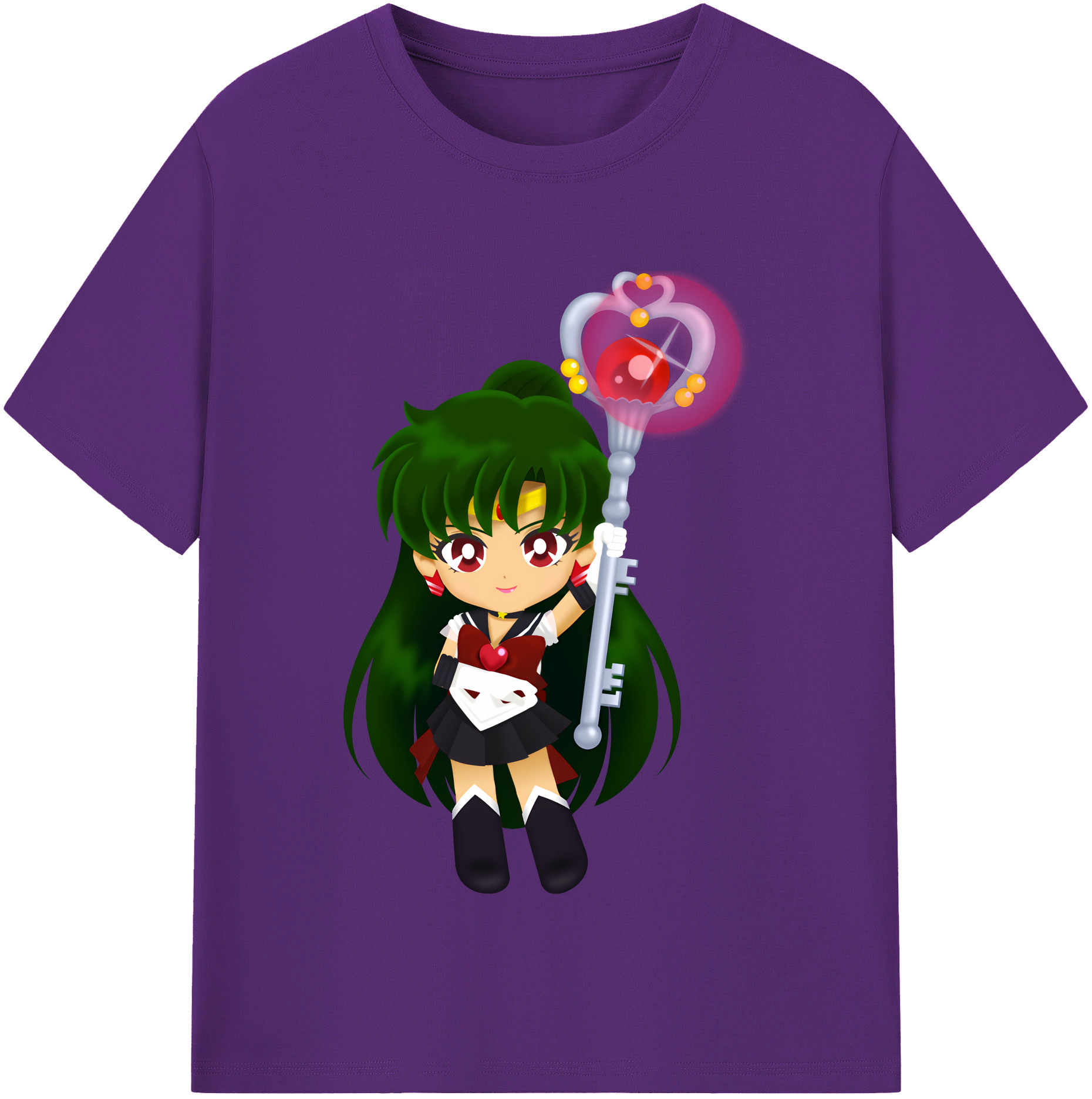 （画像用） 美少女戦士セーラームーン 冥王せつな Sailor Moon Meiou Setsuna 綿100％半袖Tシャツ（フロントプリント）
