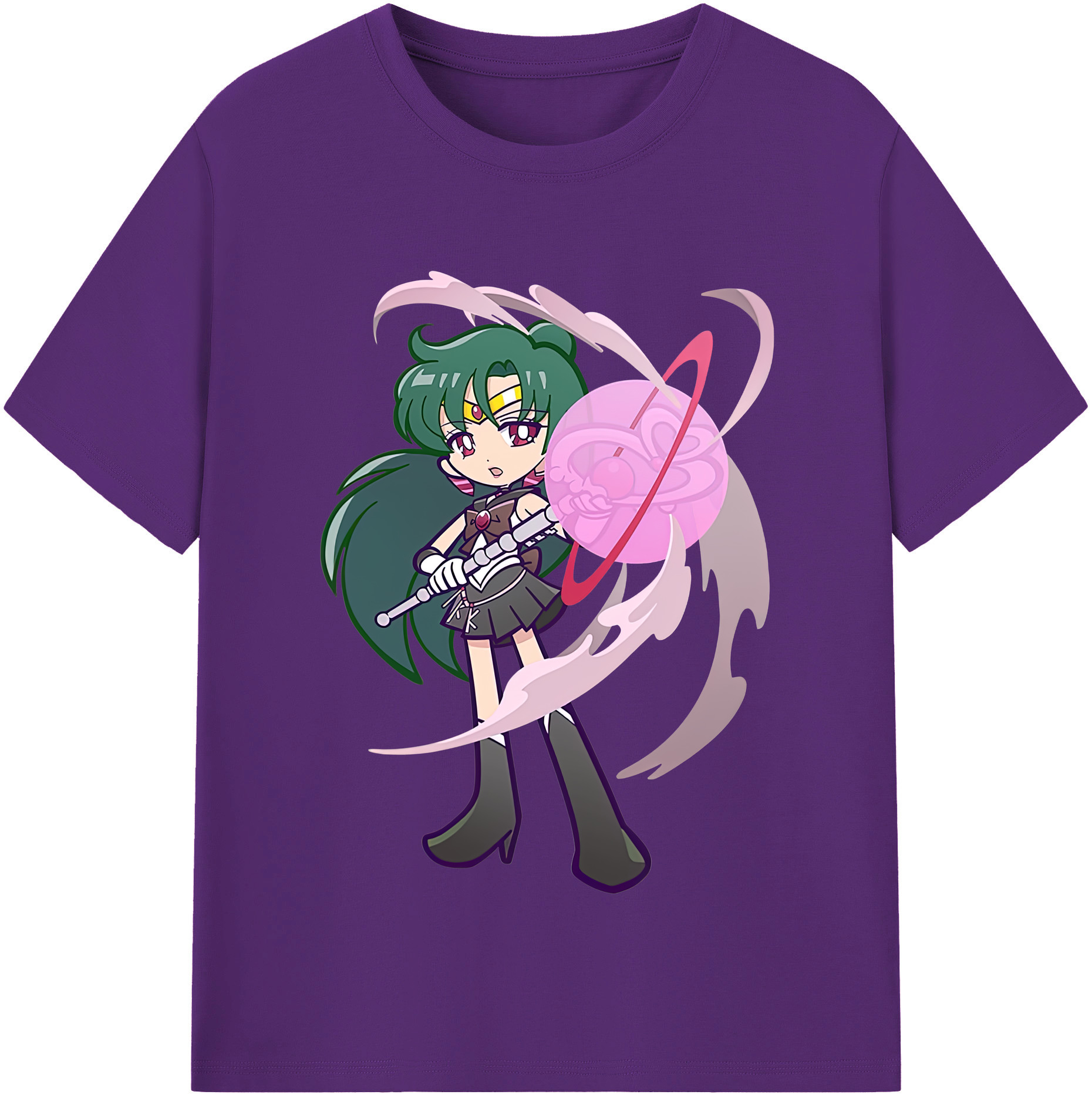 （画像用） 美少女戦士セーラームーン 冥王せつな Sailor Moon Meiou Setsuna 綿100％半袖Tシャツ（フロントプリント）