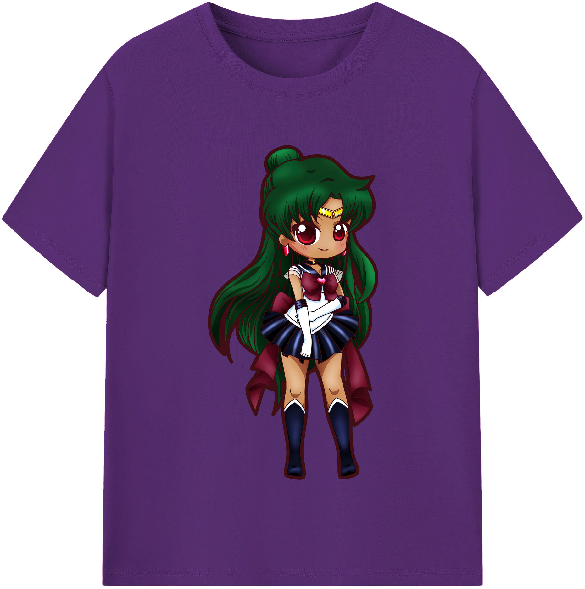 （画像用） 美少女戦士セーラームーン 冥王せつな Sailor Moon Meiou Setsuna 綿100％半袖Tシャツ（フロントプリント）