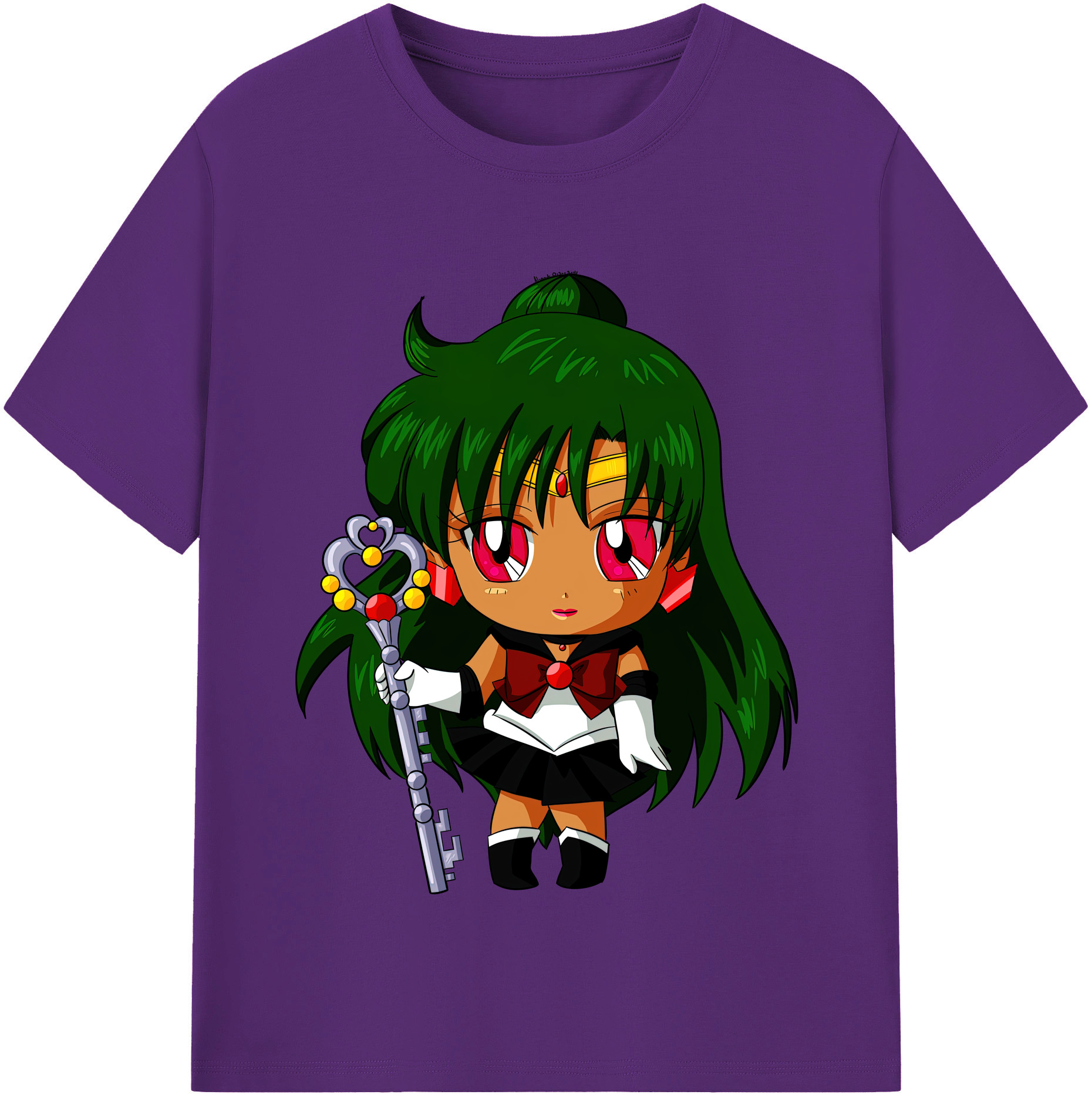 （画像用） 美少女戦士セーラームーン 冥王せつな Sailor Moon Meiou Setsuna 綿100％半袖Tシャツ（フロントプリント）