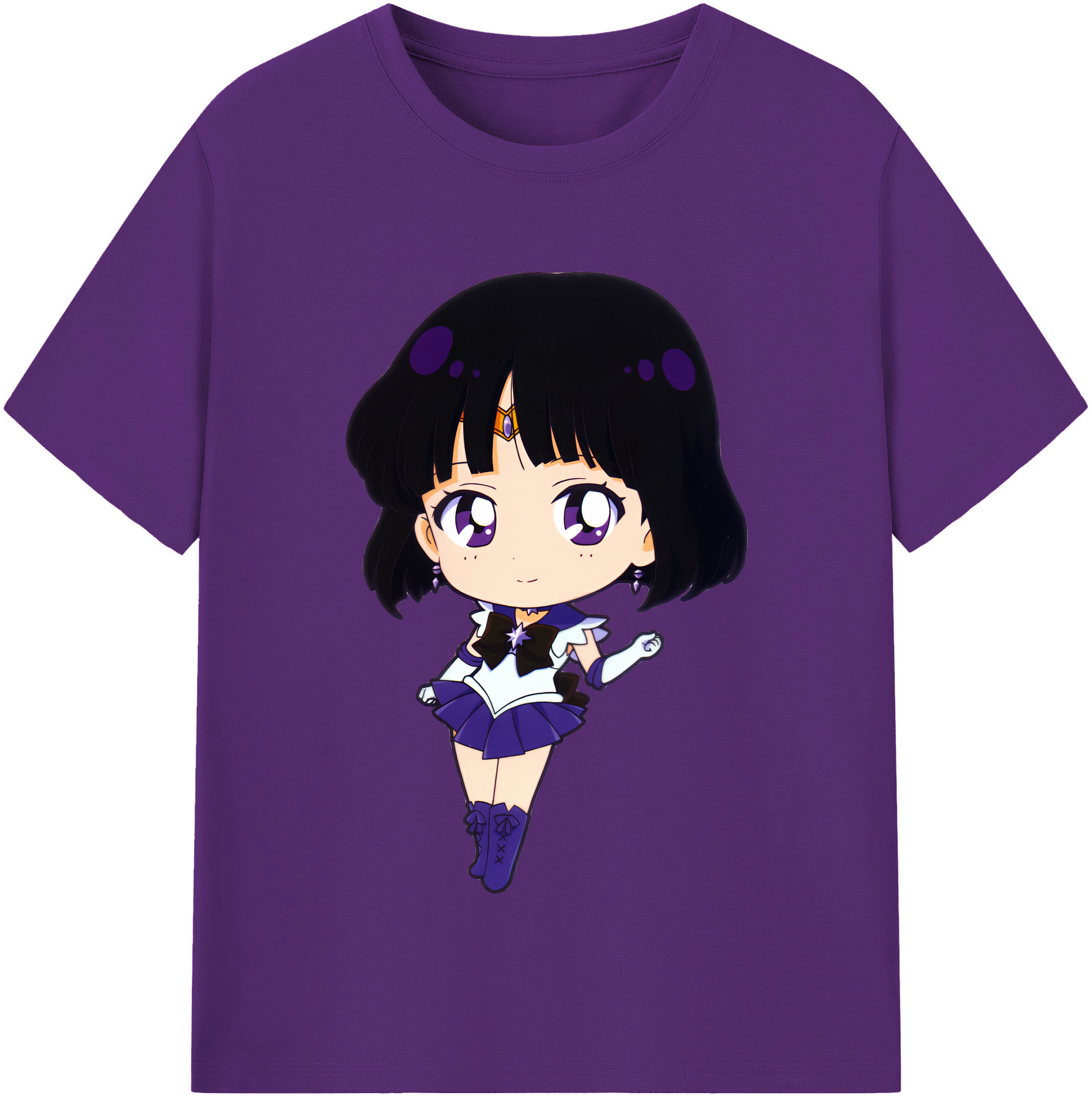 （画像用） 美少女戦士セーラームーン 土萠ほたる Sailor Moon Tomoe Hotaru （セーラーサターン；Sailor Saturn） 綿100％半袖Tシャツ（フロントプリント）