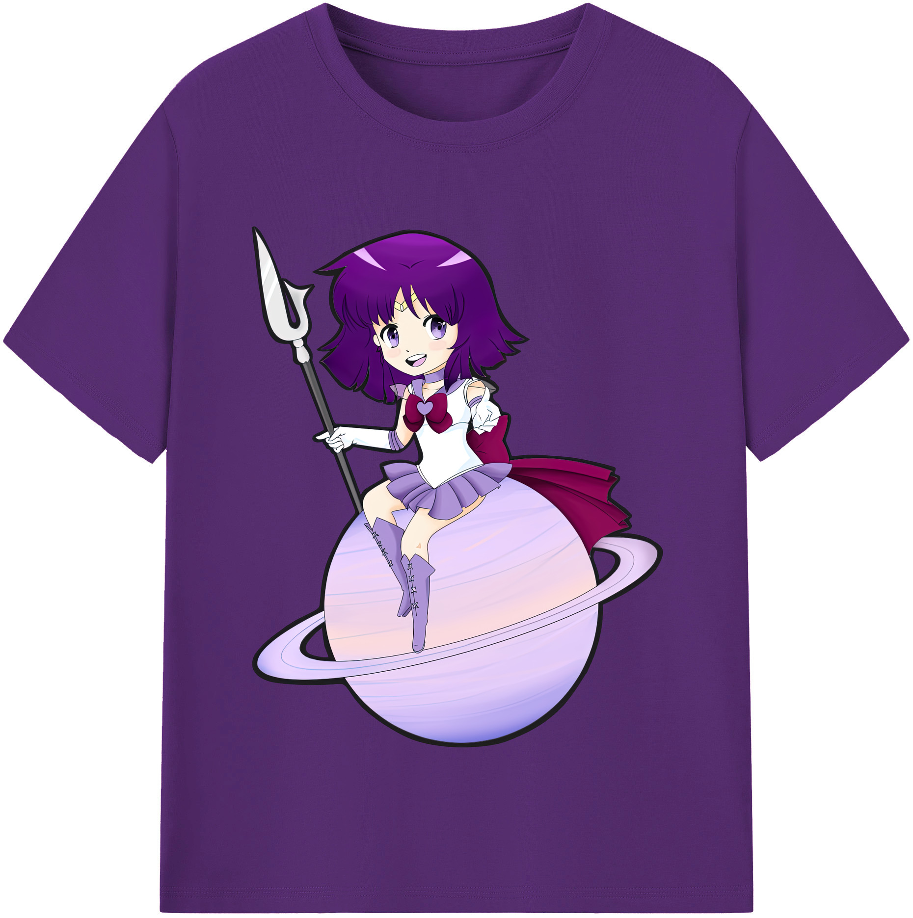 （画像用） 美少女戦士セーラームーン 土萠ほたる Sailor Moon Tomoe Hotaru （セーラーサターン；Sailor Saturn） 綿100％半袖Tシャツ（フロントプリント）