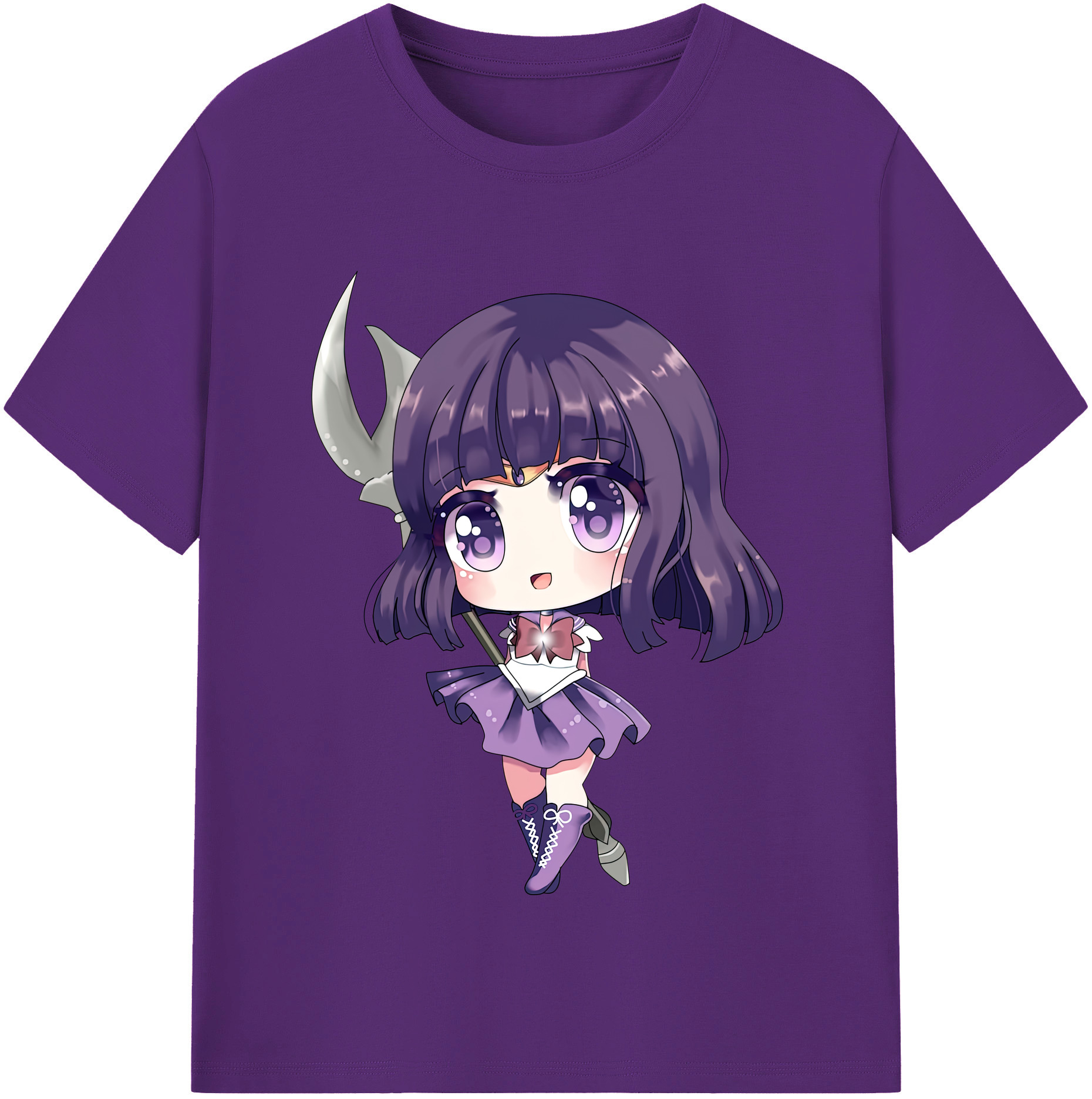 （画像用） 美少女戦士セーラームーン 土萠ほたる Sailor Moon Tomoe Hotaru （セーラーサターン；Sailor Saturn） 綿100％半袖Tシャツ（フロントプリント）