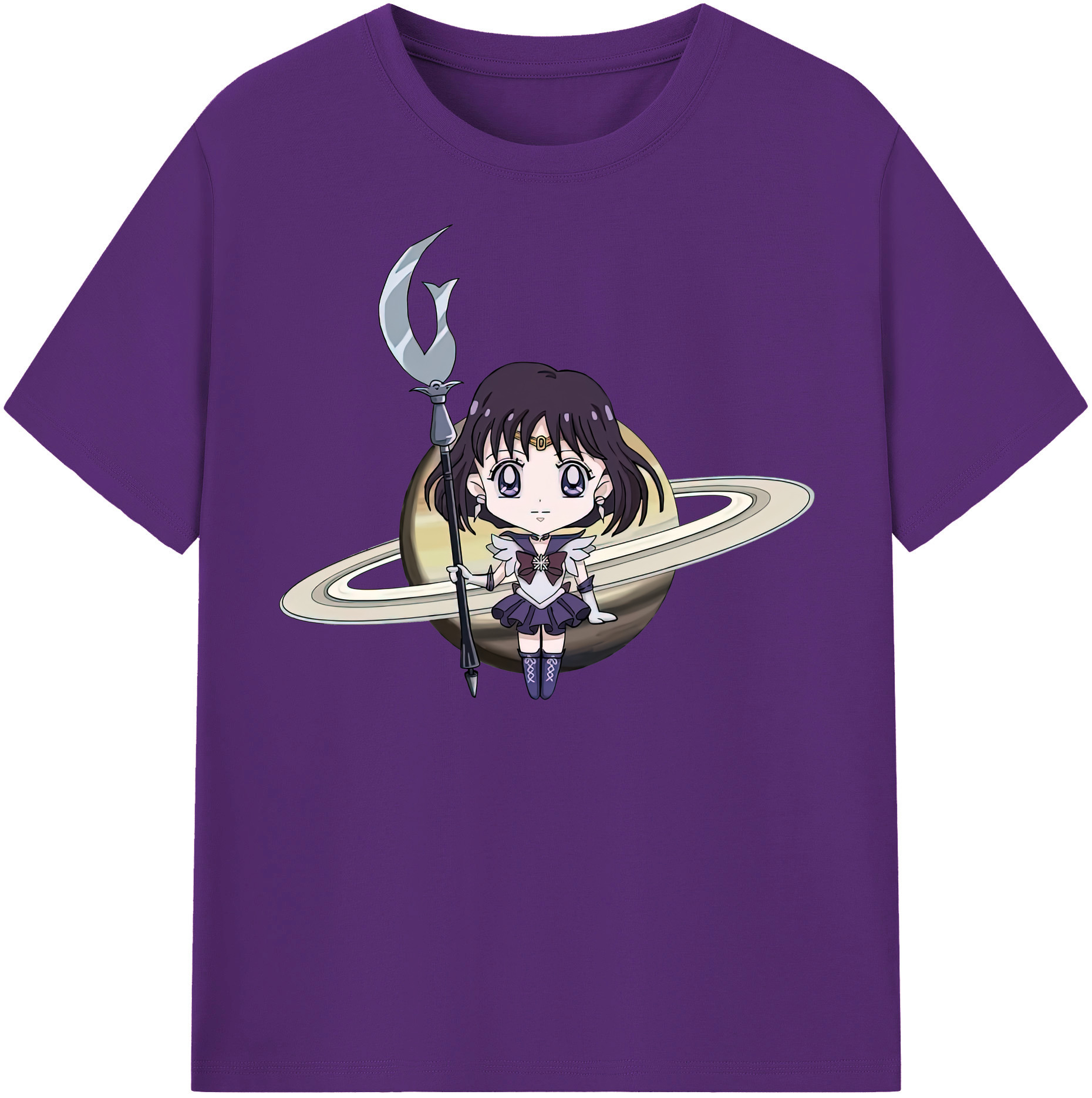 （画像用） 美少女戦士セーラームーン 土萠ほたる Sailor Moon Tomoe Hotaru （セーラーサターン；Sailor Saturn） 綿100％半袖Tシャツ（フロントプリント）