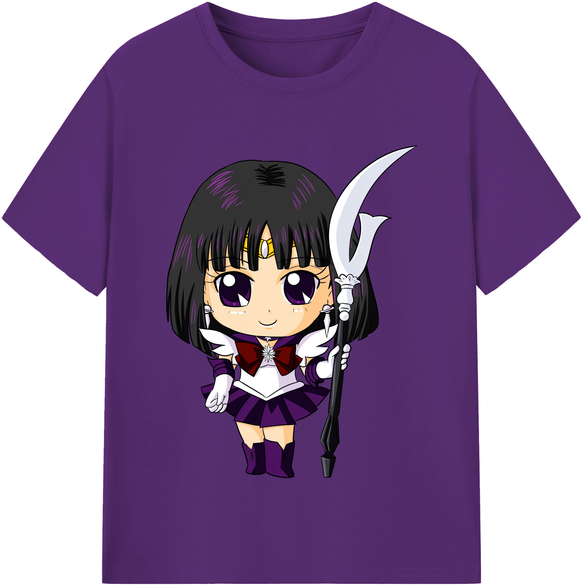 （画像用） 美少女戦士セーラームーン 土萠ほたる Sailor Moon Tomoe Hotaru （セーラーサターン；Sailor Saturn） 綿100％半袖Tシャツ（フロントプリント）