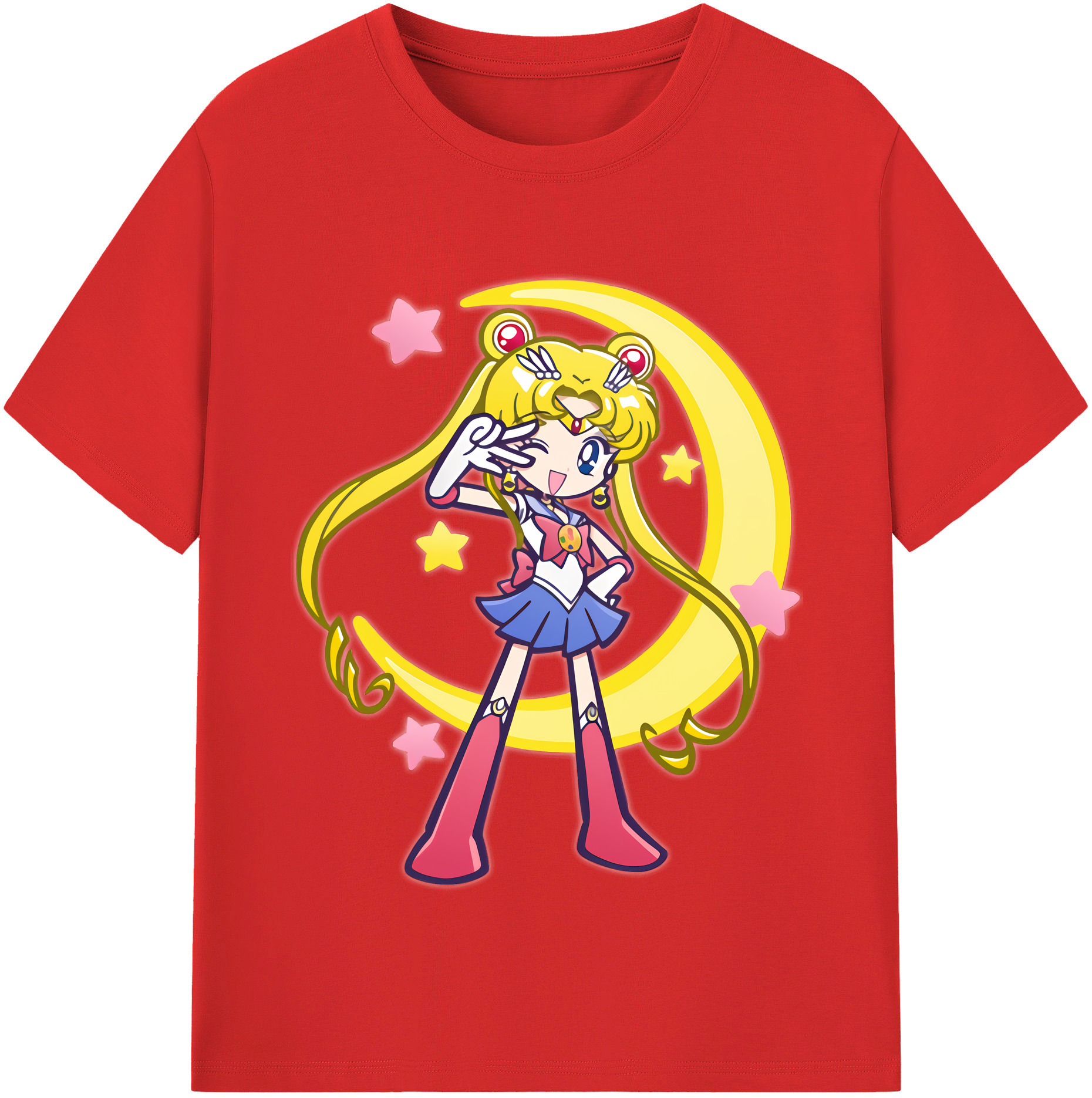 （画像用） 美少女戦士セーラームーン 月野 うさぎ つきの うさぎ Sailor Moon Tsukino Usagi 綿100％半袖Tシャツ（フロントプリント）