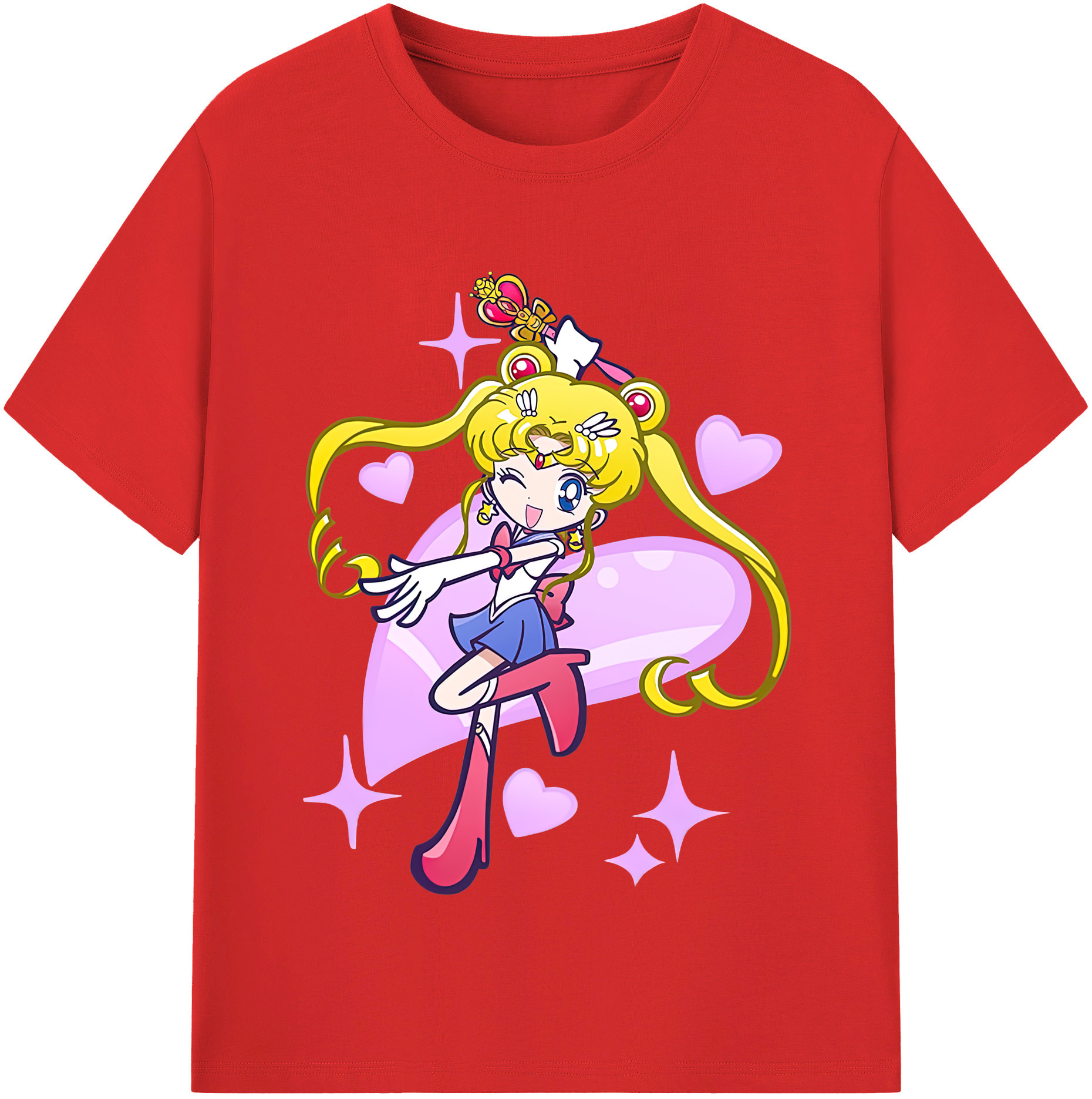 （画像用） 美少女戦士セーラームーン 月野 うさぎ つきの うさぎ Sailor Moon Tsukino Usagi 綿100％半袖Tシャツ（フロントプリント）