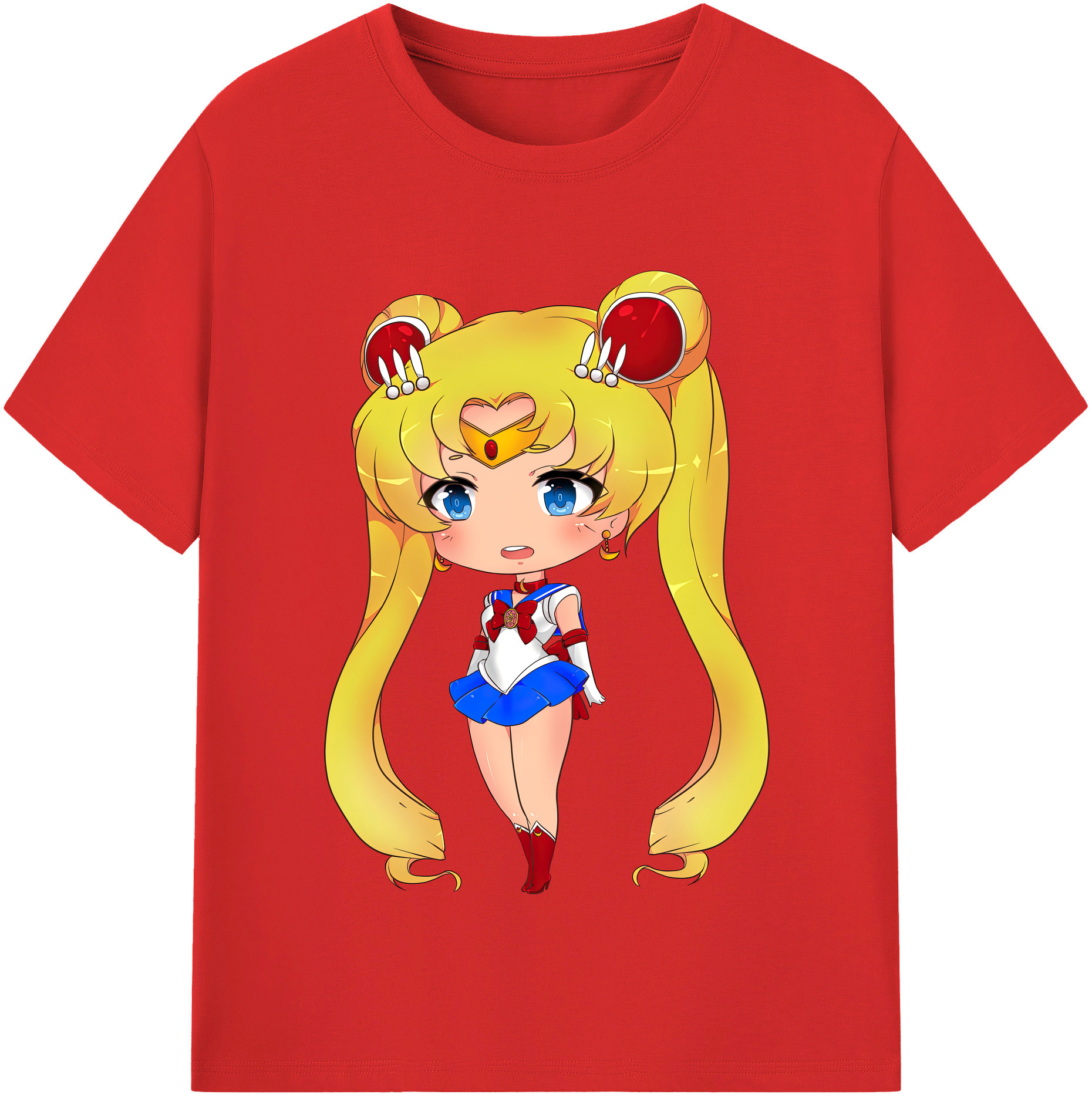 （画像用） 美少女戦士セーラームーン 月野 うさぎ つきの うさぎ Sailor Moon Tsukino Usagi 綿100％半袖Tシャツ（フロントプリント）