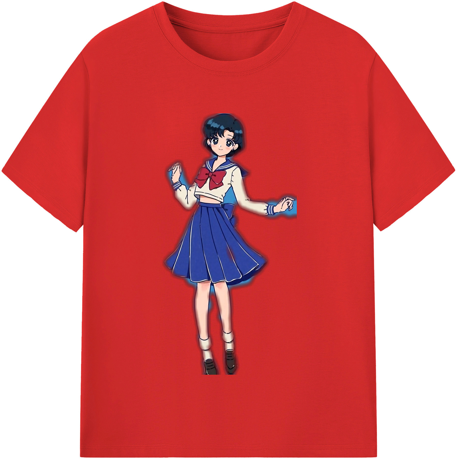 （画像用） 美少女戦士セーラームーン 水野 亜美 みずの あみ Sailor Moon Mizuno Ami 綿100％半袖Tシャツ（フロントプリント）