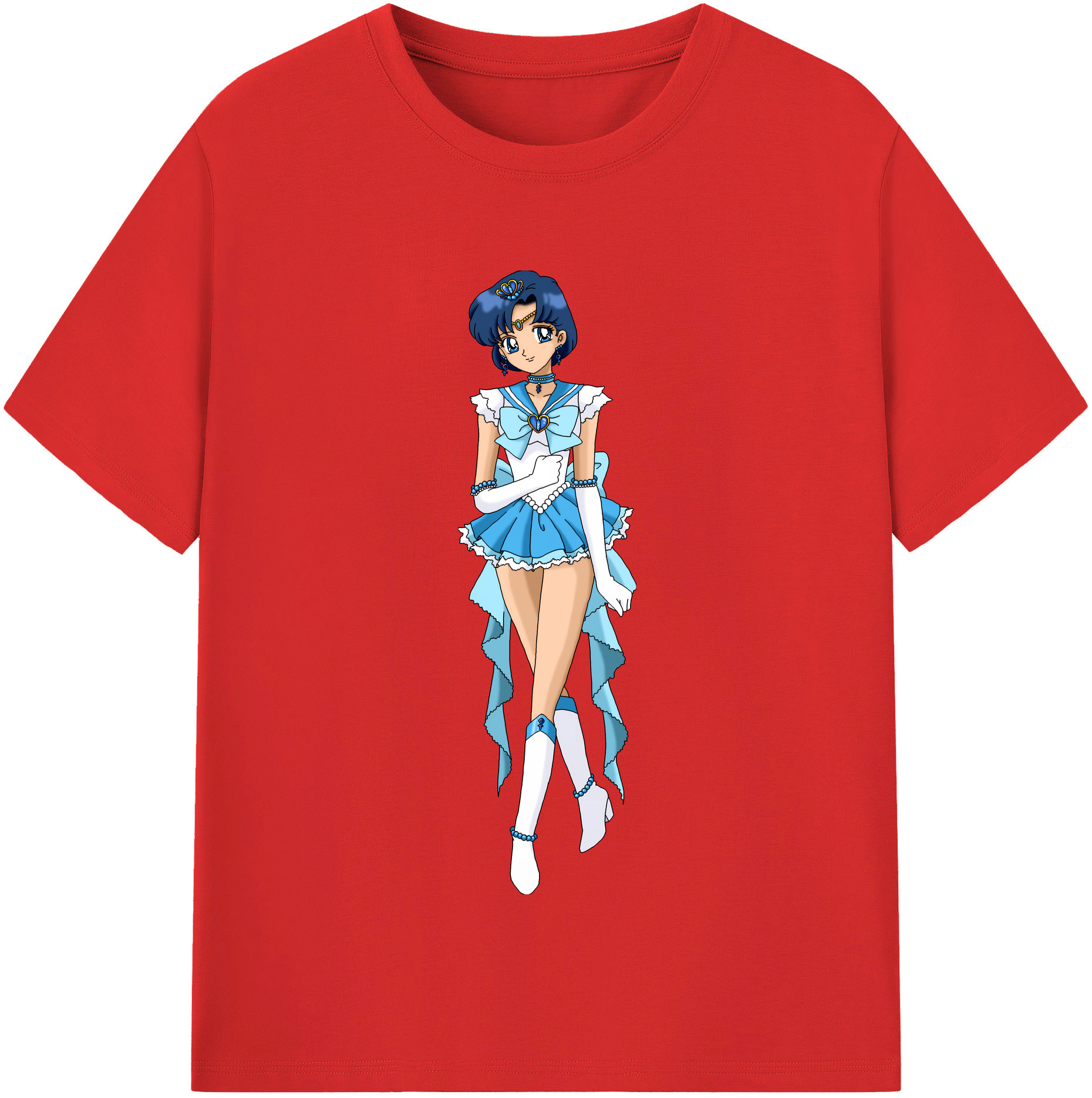 （画像用） 美少女戦士セーラームーン 水野 亜美 みずの あみ Sailor Moon Mizuno Ami 綿100％半袖Tシャツ（フロントプリント）
