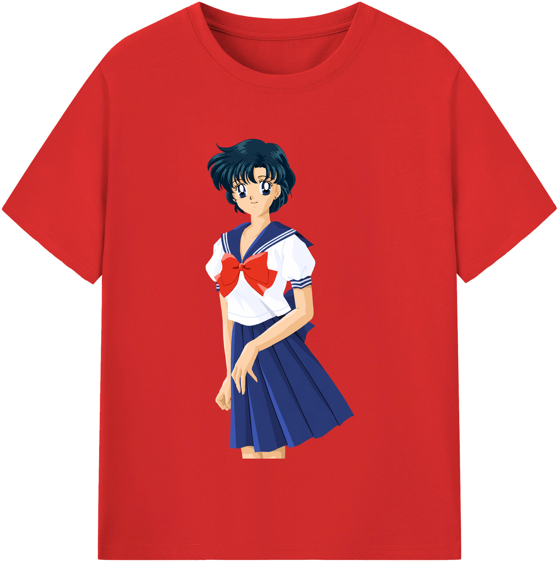 （画像用） 美少女戦士セーラームーン 水野 亜美 みずの あみ Sailor Moon Mizuno Ami 綿100％半袖Tシャツ（フロントプリント）