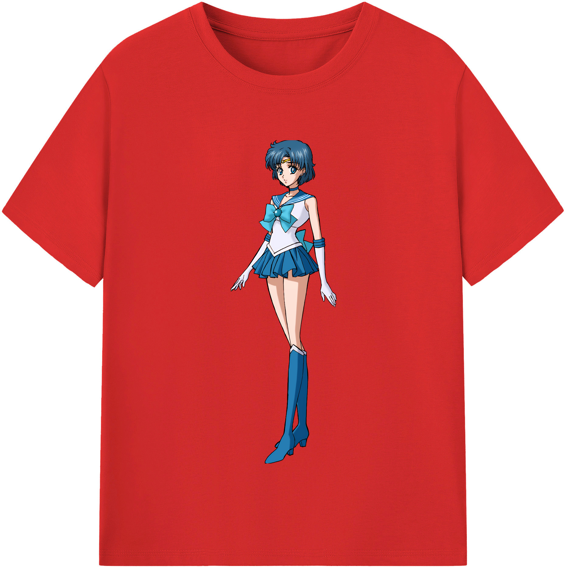 （画像用） 美少女戦士セーラームーン 水野 亜美 みずの あみ Sailor Moon Mizuno Ami 綿100％半袖Tシャツ（フロントプリント）