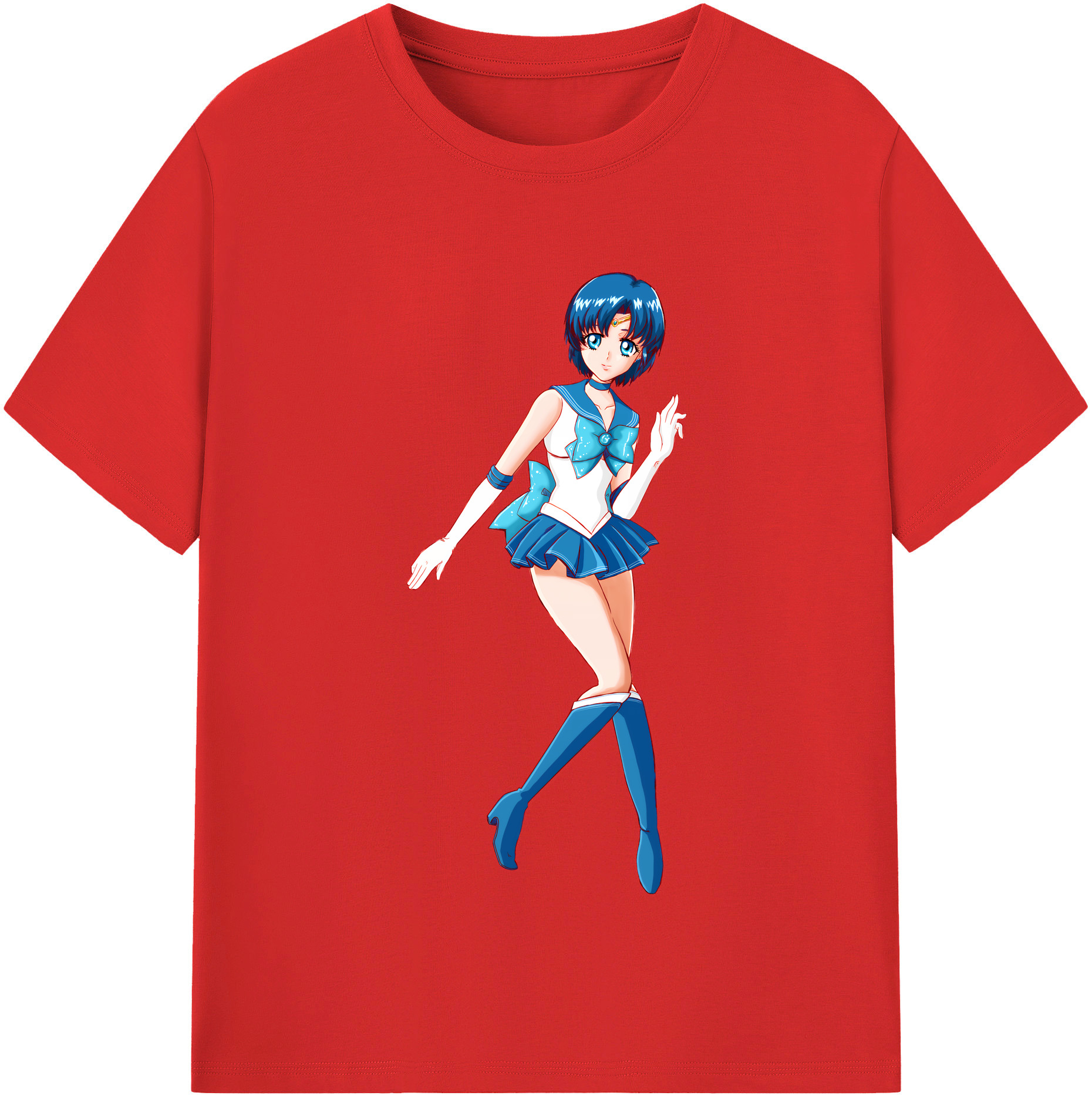 （画像用） 美少女戦士セーラームーン 水野 亜美 みずの あみ Sailor Moon Mizuno Ami 綿100％半袖Tシャツ（フロントプリント）