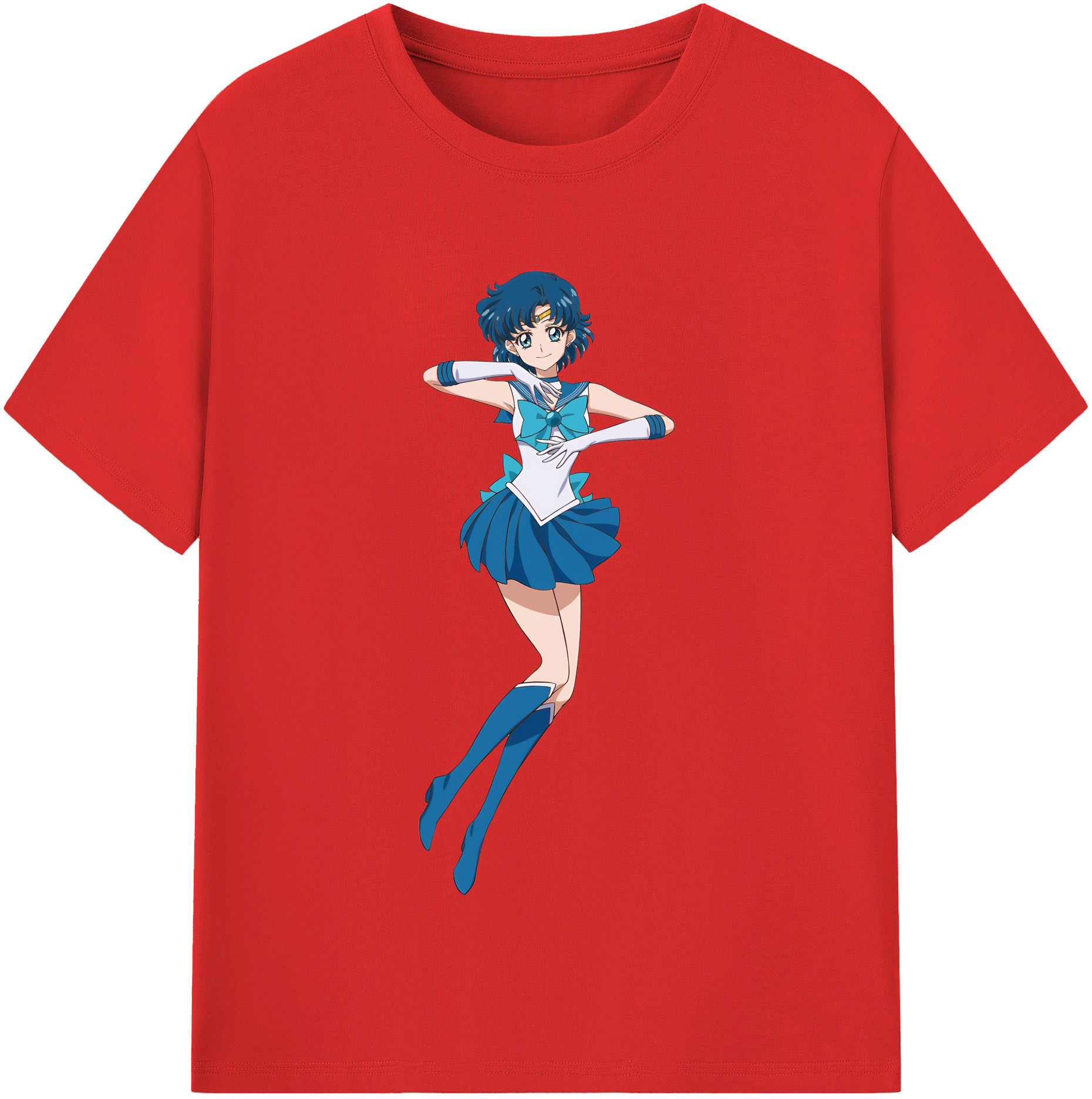 （画像用） 美少女戦士セーラームーン 水野 亜美 みずの あみ Sailor Moon Mizuno Ami 綿100％半袖Tシャツ（フロントプリント）