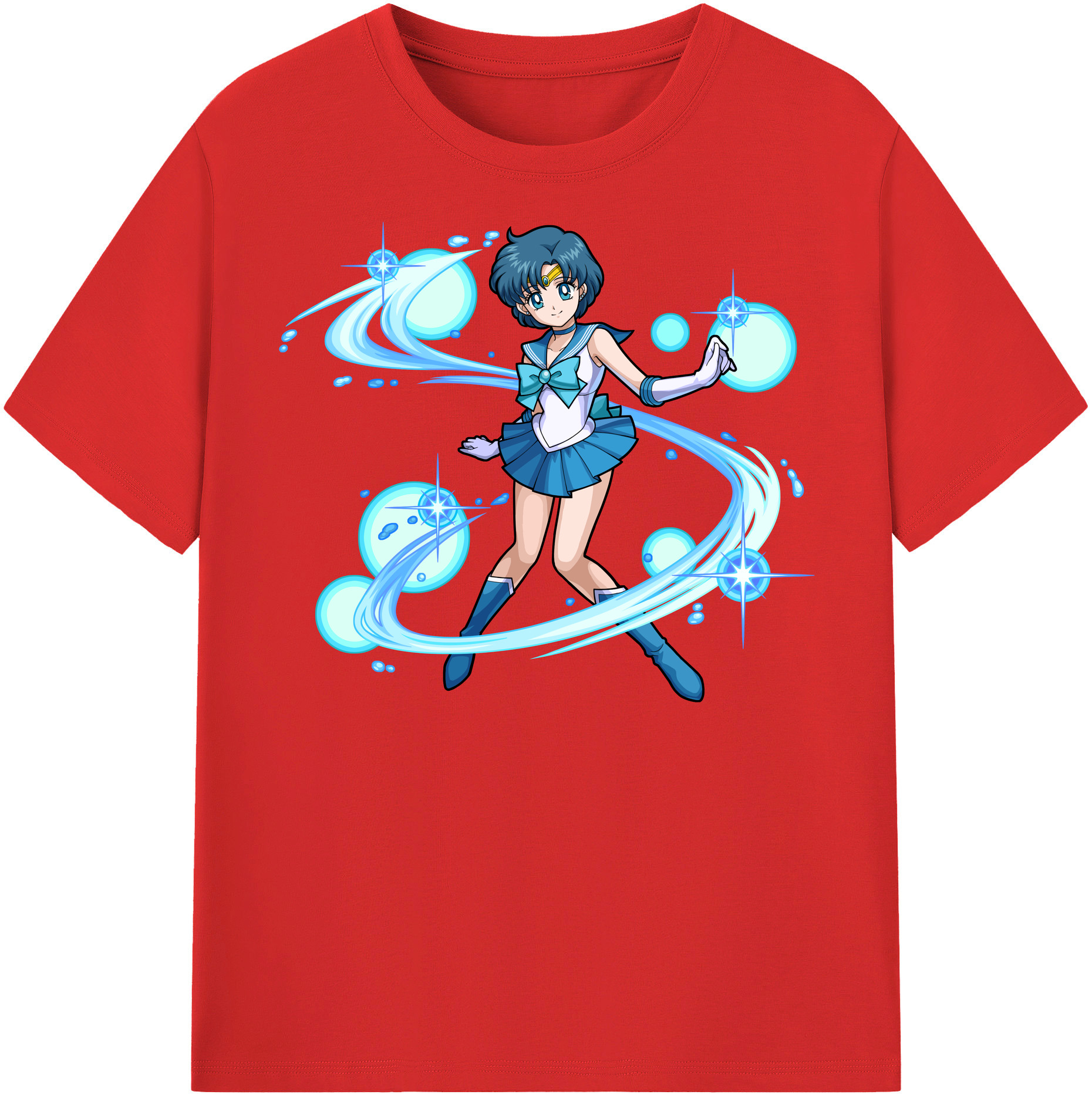 （画像用） 美少女戦士セーラームーン 水野 亜美 みずの あみ Sailor Moon Mizuno Ami 綿100％半袖Tシャツ（フロントプリント）