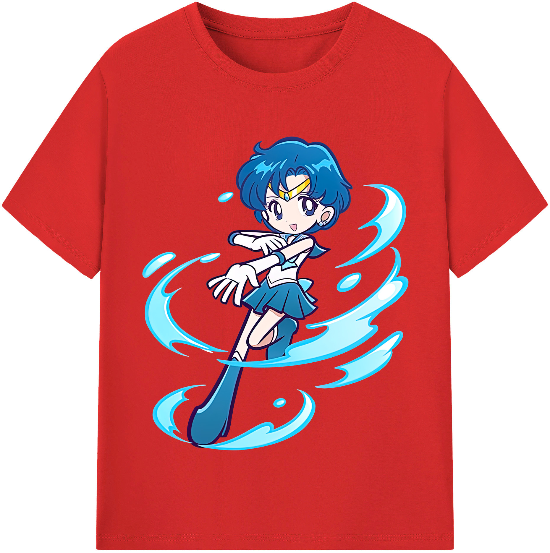 （画像用） 美少女戦士セーラームーン 水野 亜美 みずの あみ Sailor Moon Mizuno Ami 綿100％半袖Tシャツ（フロントプリント）