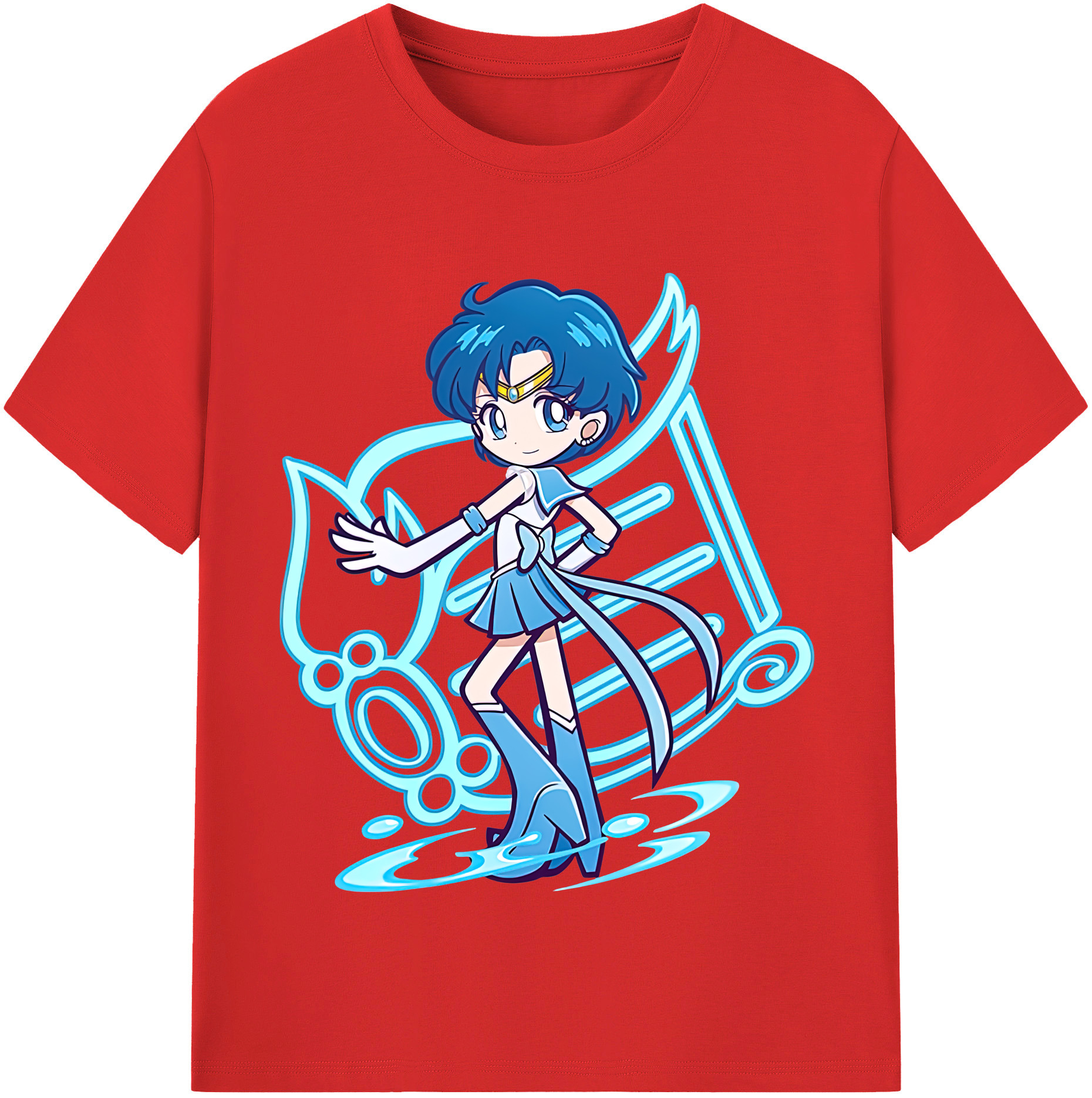 （画像用） 美少女戦士セーラームーン 水野 亜美 みずの あみ Sailor Moon Mizuno Ami 綿100％半袖Tシャツ（フロントプリント）