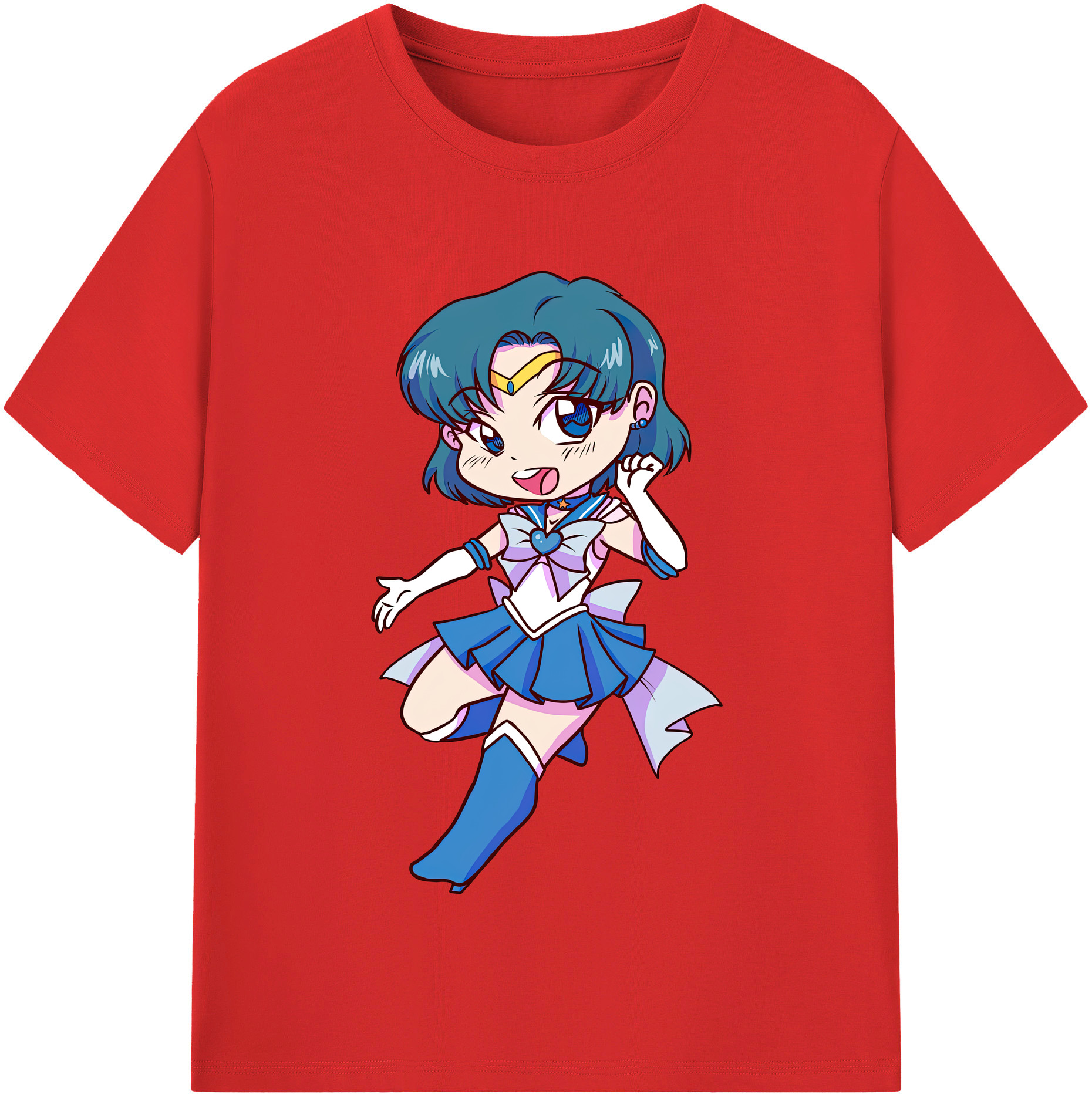 （画像用） 美少女戦士セーラームーン 水野 亜美 みずの あみ Sailor Moon Mizuno Ami 綿100％半袖Tシャツ（フロントプリント）