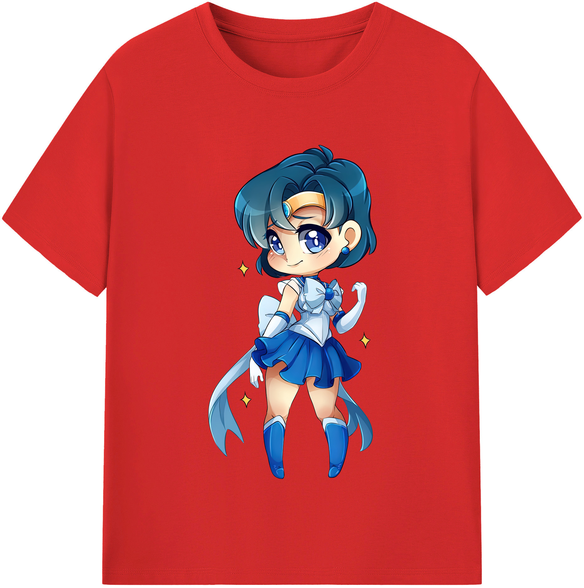 （画像用） 美少女戦士セーラームーン 水野 亜美 みずの あみ Sailor Moon Mizuno Ami 綿100％半袖Tシャツ（フロントプリント）
