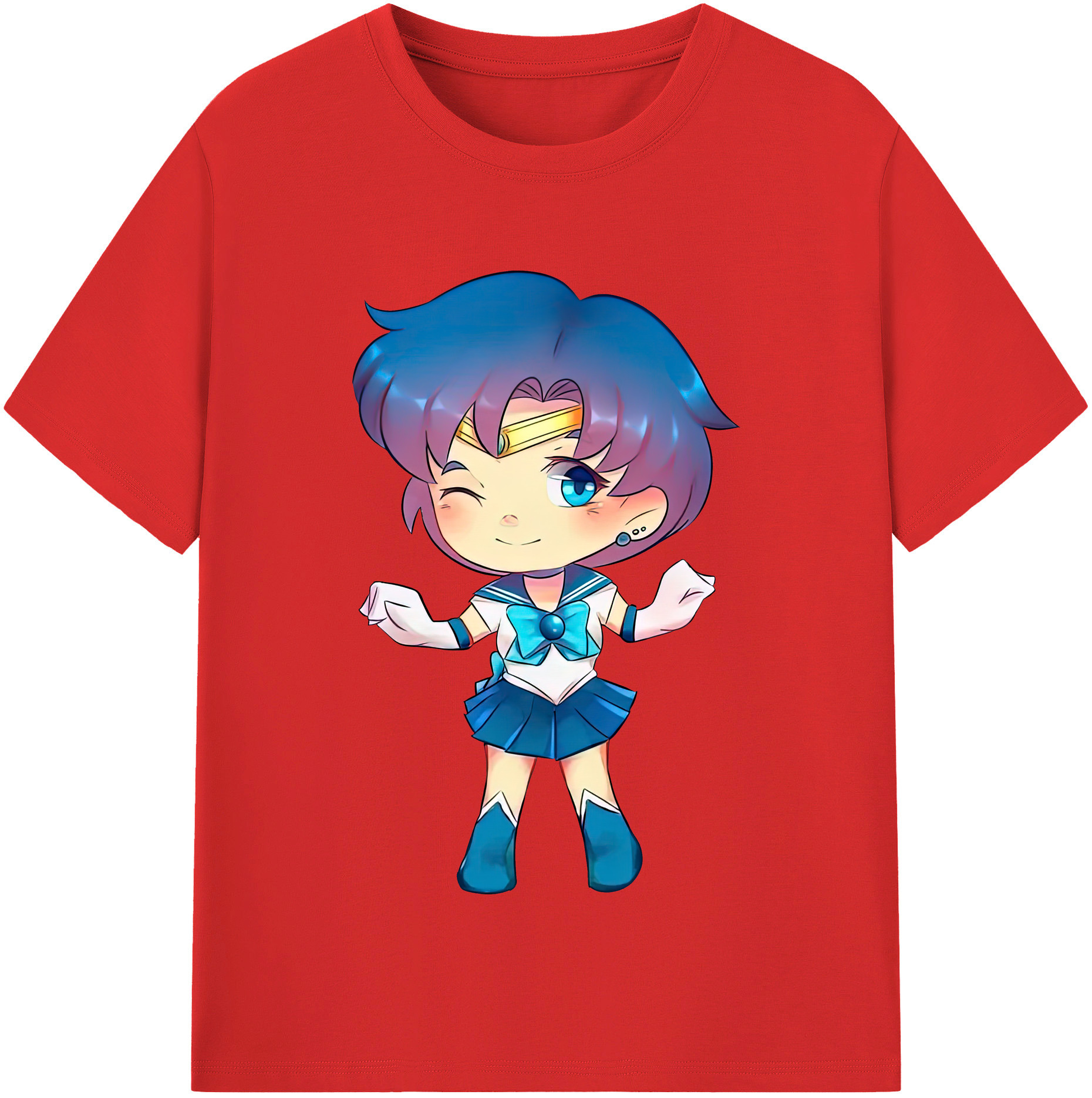 （画像用） 美少女戦士セーラームーン 水野 亜美 みずの あみ Sailor Moon Mizuno Ami 綿100％半袖Tシャツ（フロントプリント）
