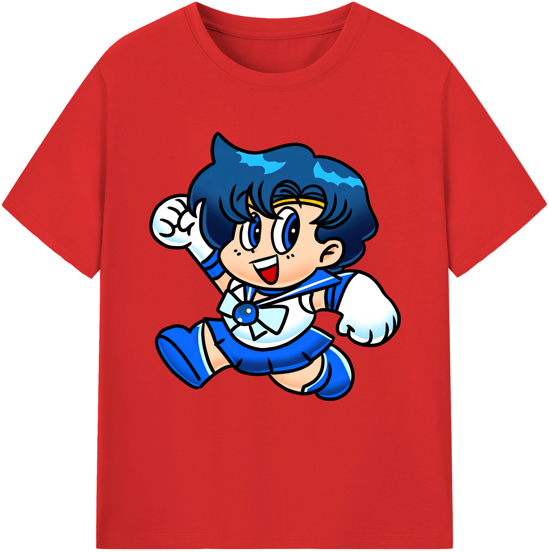 （画像用） 美少女戦士セーラームーン 水野 亜美 みずの あみ Sailor Moon Mizuno Ami 綿100％半袖Tシャツ（フロントプリント）