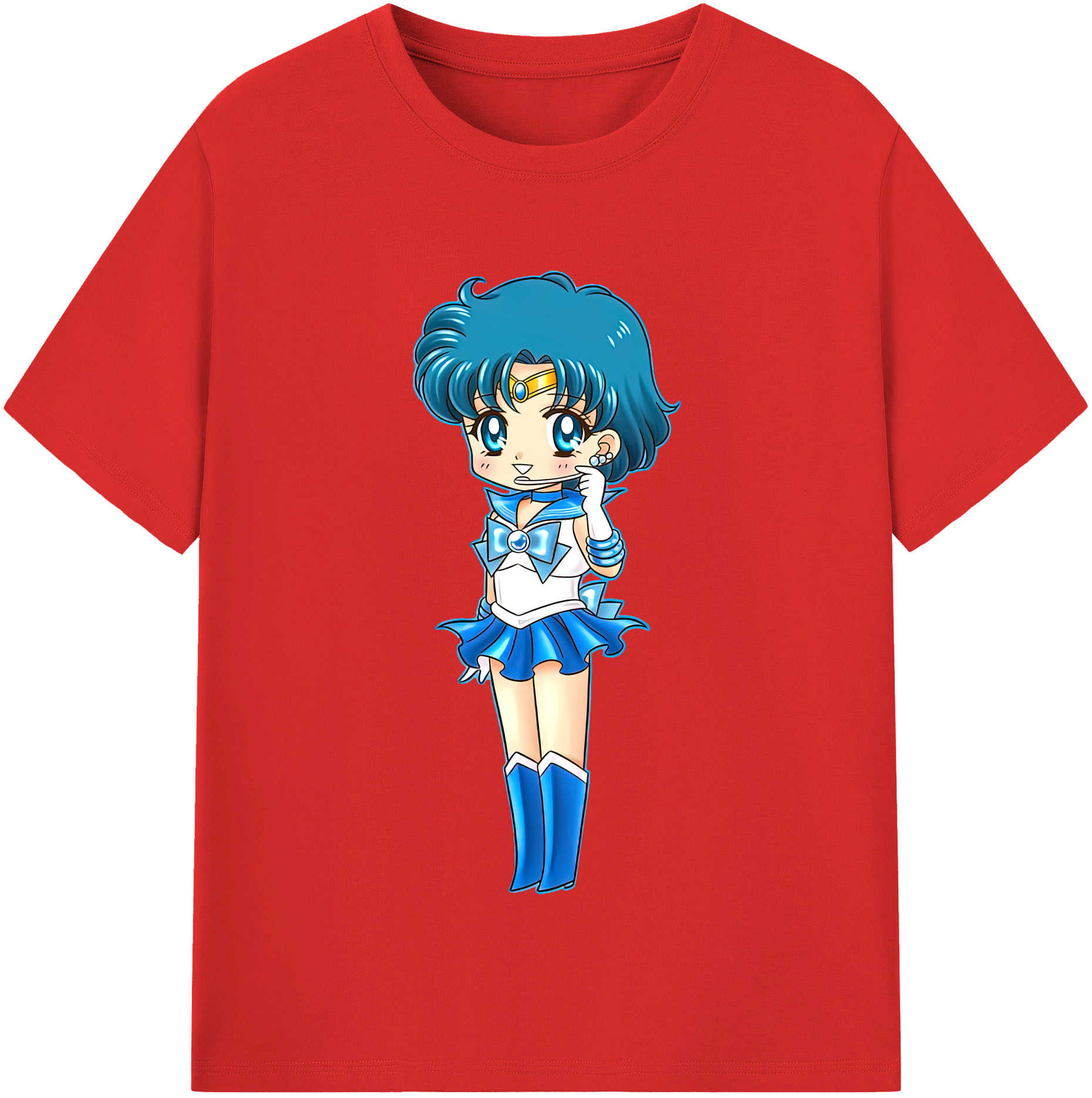 （画像用） 美少女戦士セーラームーン 水野 亜美 みずの あみ Sailor Moon Mizuno Ami 綿100％半袖Tシャツ（フロントプリント）