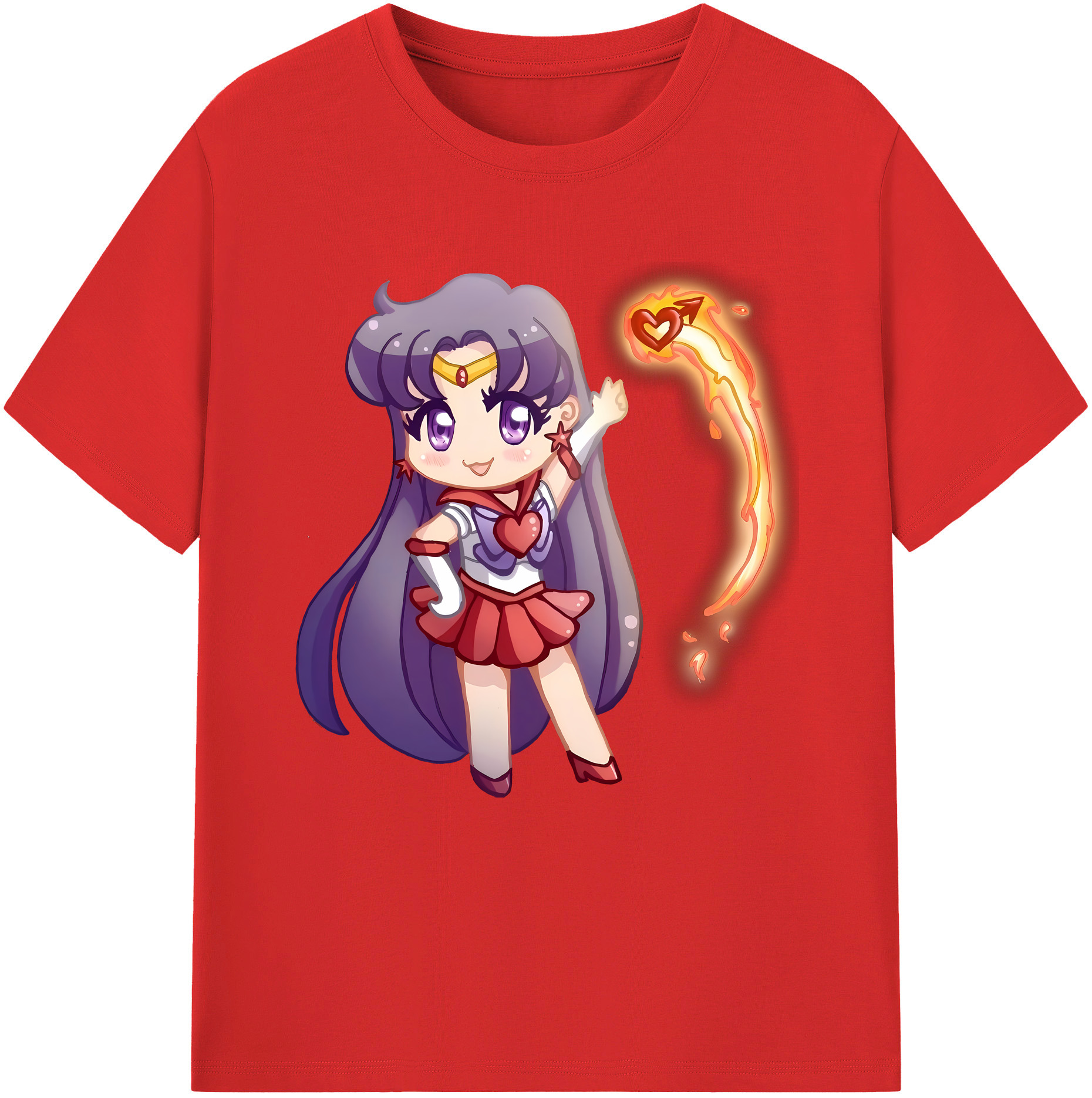 （画像用） 美少女戦士セーラームーン 火野レイ ひの レイ Sailor Moon Hino Rei （セーラーマーズ,Sailor Mars） 綿100％半袖Tシャツ（フロントプリント）