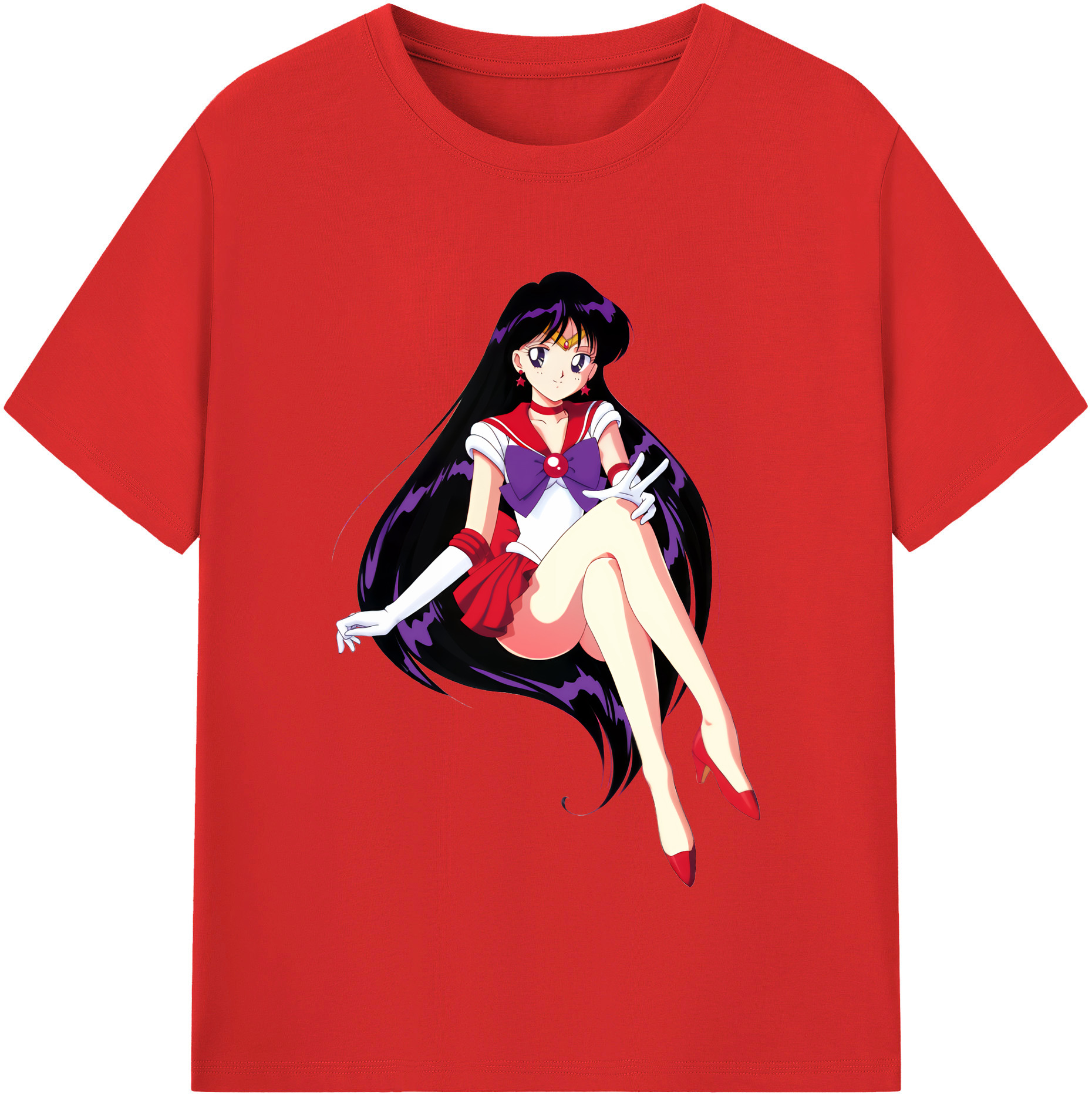 （画像用） 美少女戦士セーラームーン 火野レイ ひの レイ Sailor Moon Hino Rei （セーラーマーズ,Sailor Mars） 綿100％半袖Tシャツ（フロントプリント）