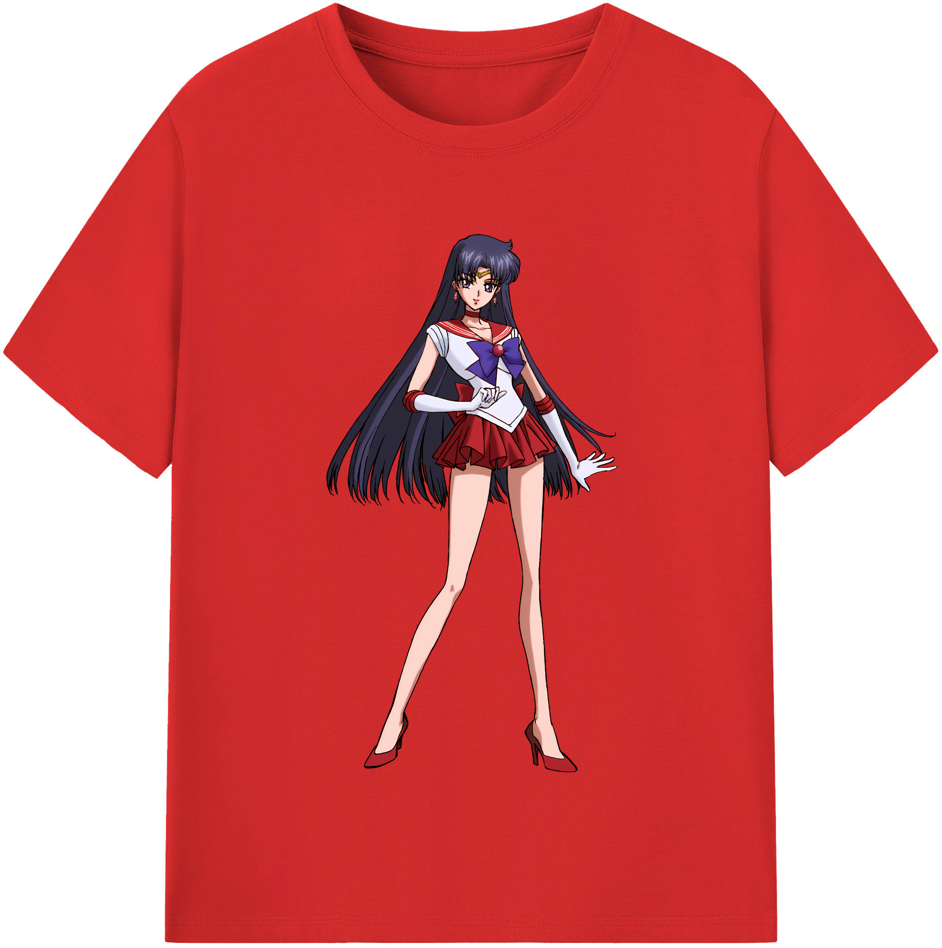 （画像用） 美少女戦士セーラームーン 火野レイ ひの レイ Sailor Moon Hino Rei （セーラーマーズ,Sailor Mars） 綿100％半袖Tシャツ（フロントプリント）