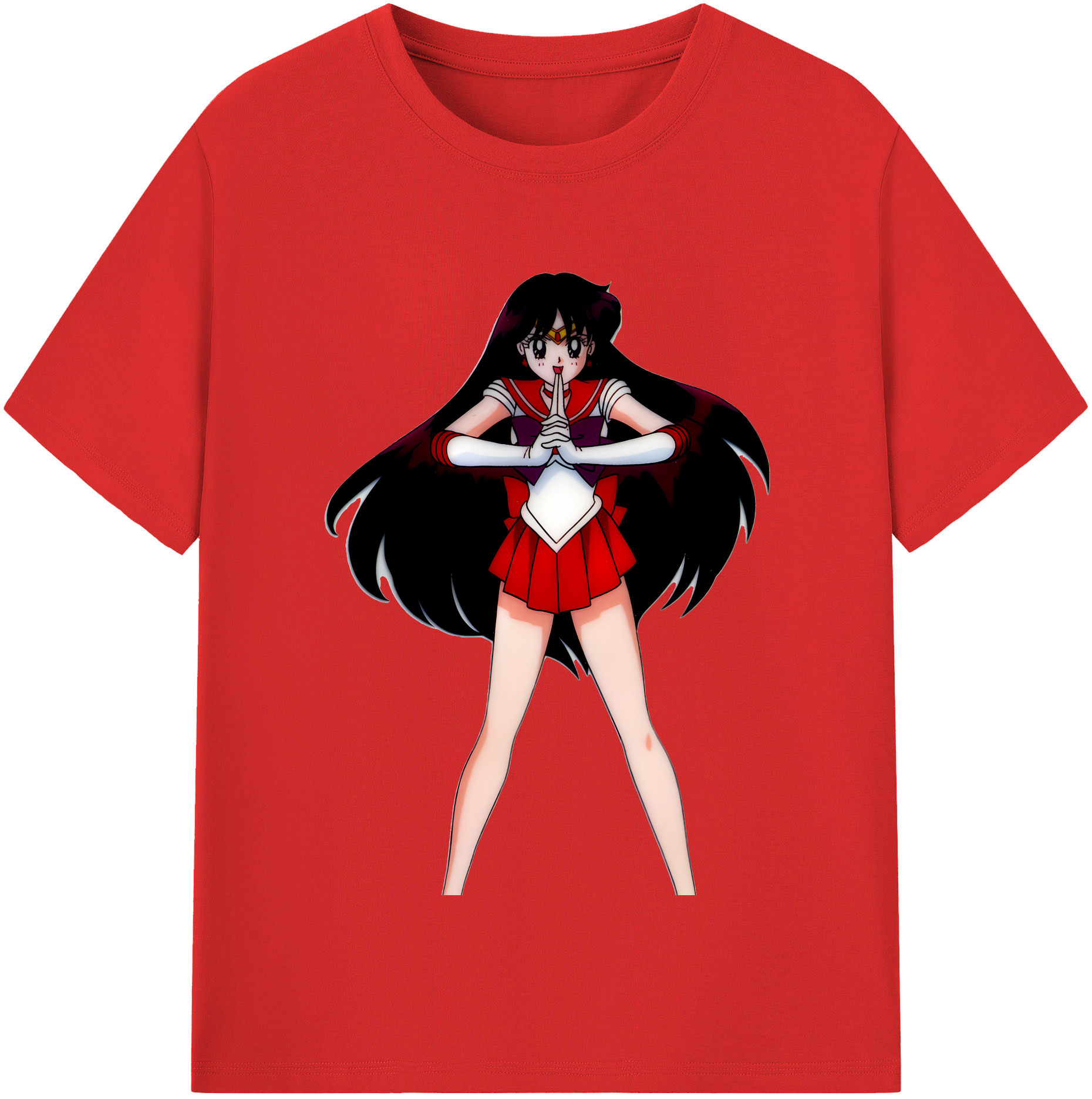 （画像用） 美少女戦士セーラームーン 火野レイ ひの レイ Sailor Moon Hino Rei （セーラーマーズ,Sailor Mars） 綿100％半袖Tシャツ（フロントプリント）