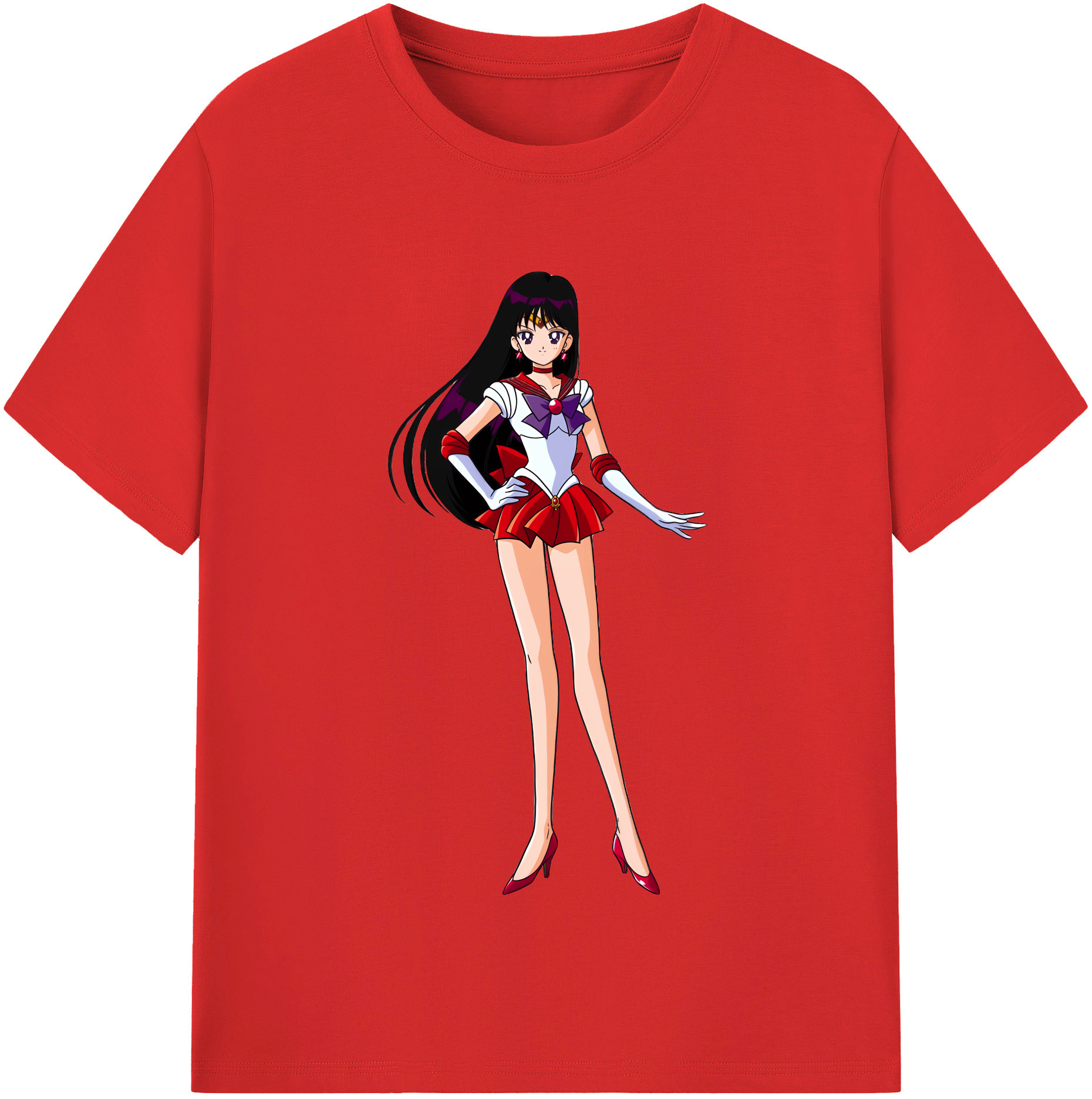 （画像用） 美少女戦士セーラームーン 火野レイ ひの レイ Sailor Moon Hino Rei （セーラーマーズ,Sailor Mars） 綿100％半袖Tシャツ（フロントプリント）