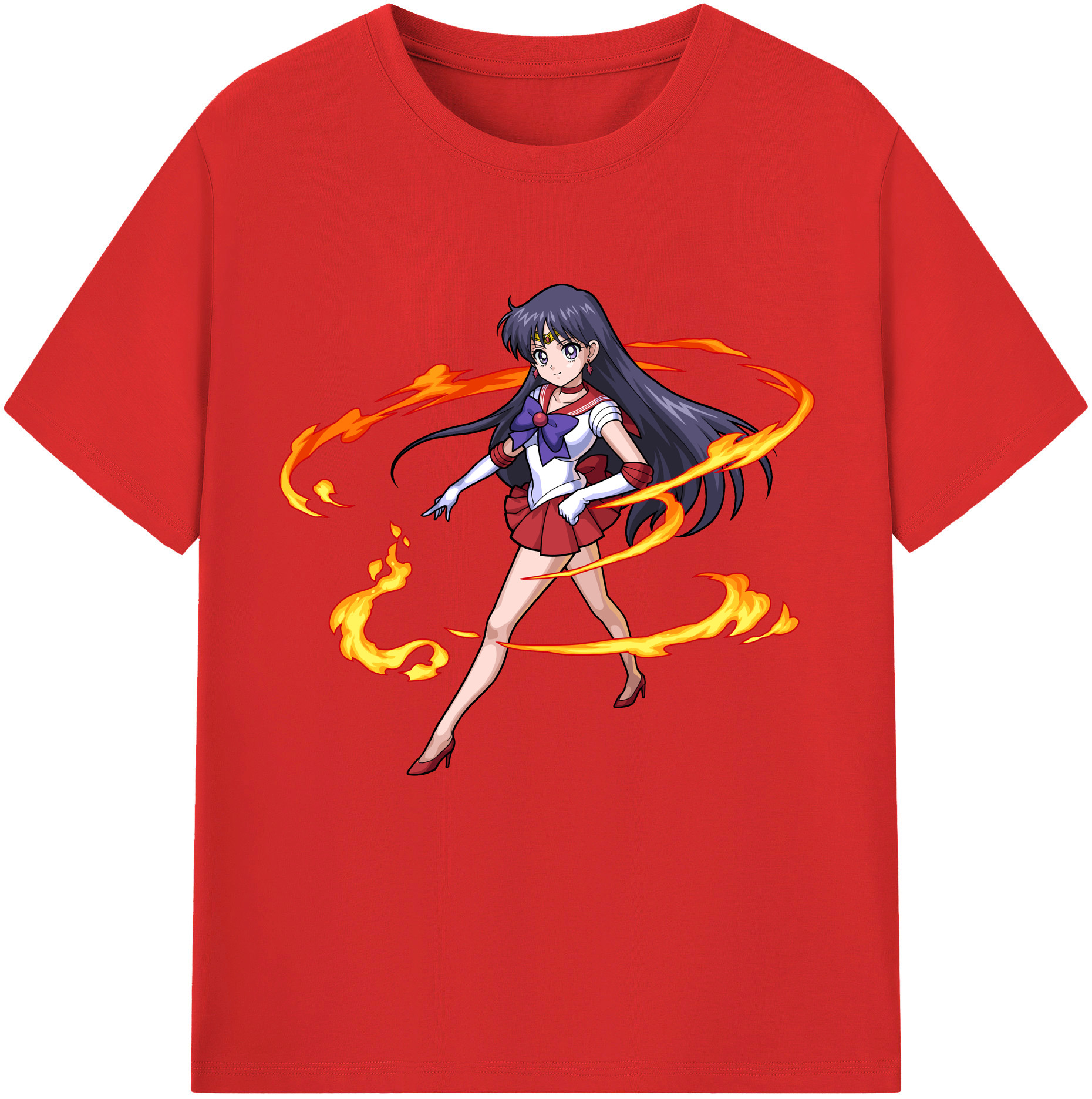 （画像用） 美少女戦士セーラームーン 火野レイ ひの レイ Sailor Moon Hino Rei （セーラーマーズ,Sailor Mars） 綿100％半袖Tシャツ（フロントプリント）