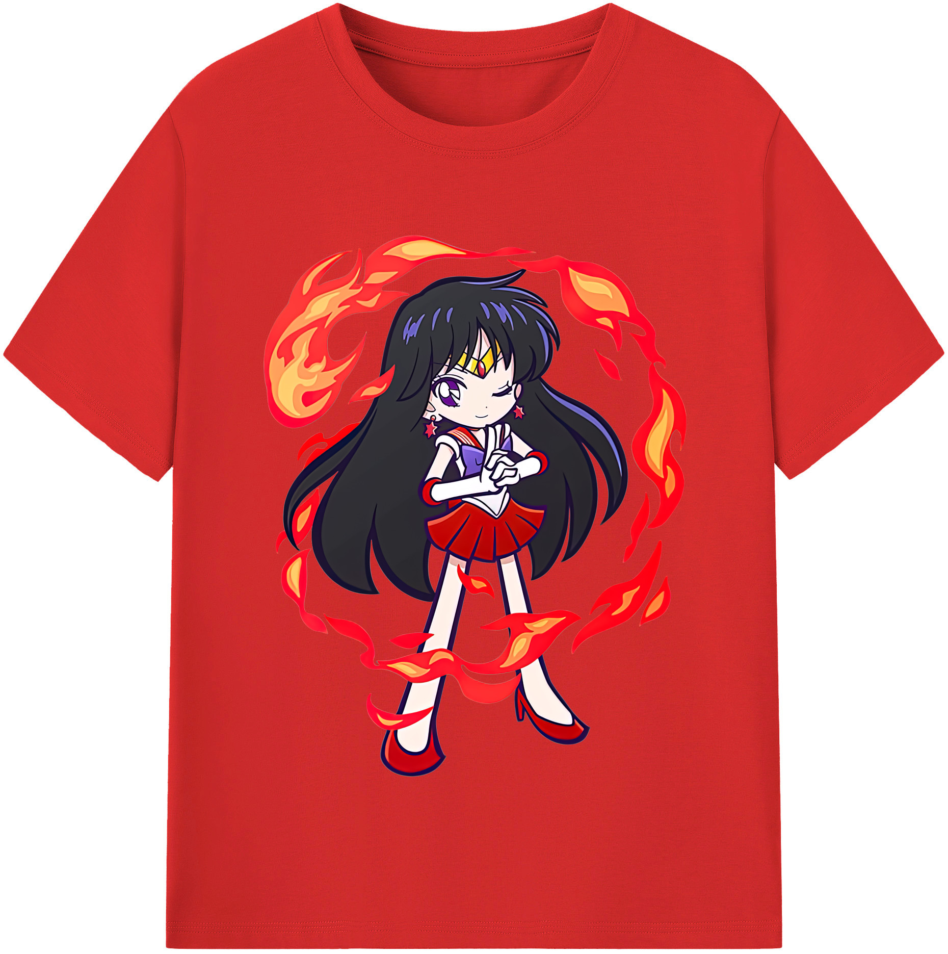 （画像用） 美少女戦士セーラームーン 火野レイ ひの レイ Sailor Moon Hino Rei （セーラーマーズ,Sailor Mars） 綿100％半袖Tシャツ（フロントプリント）