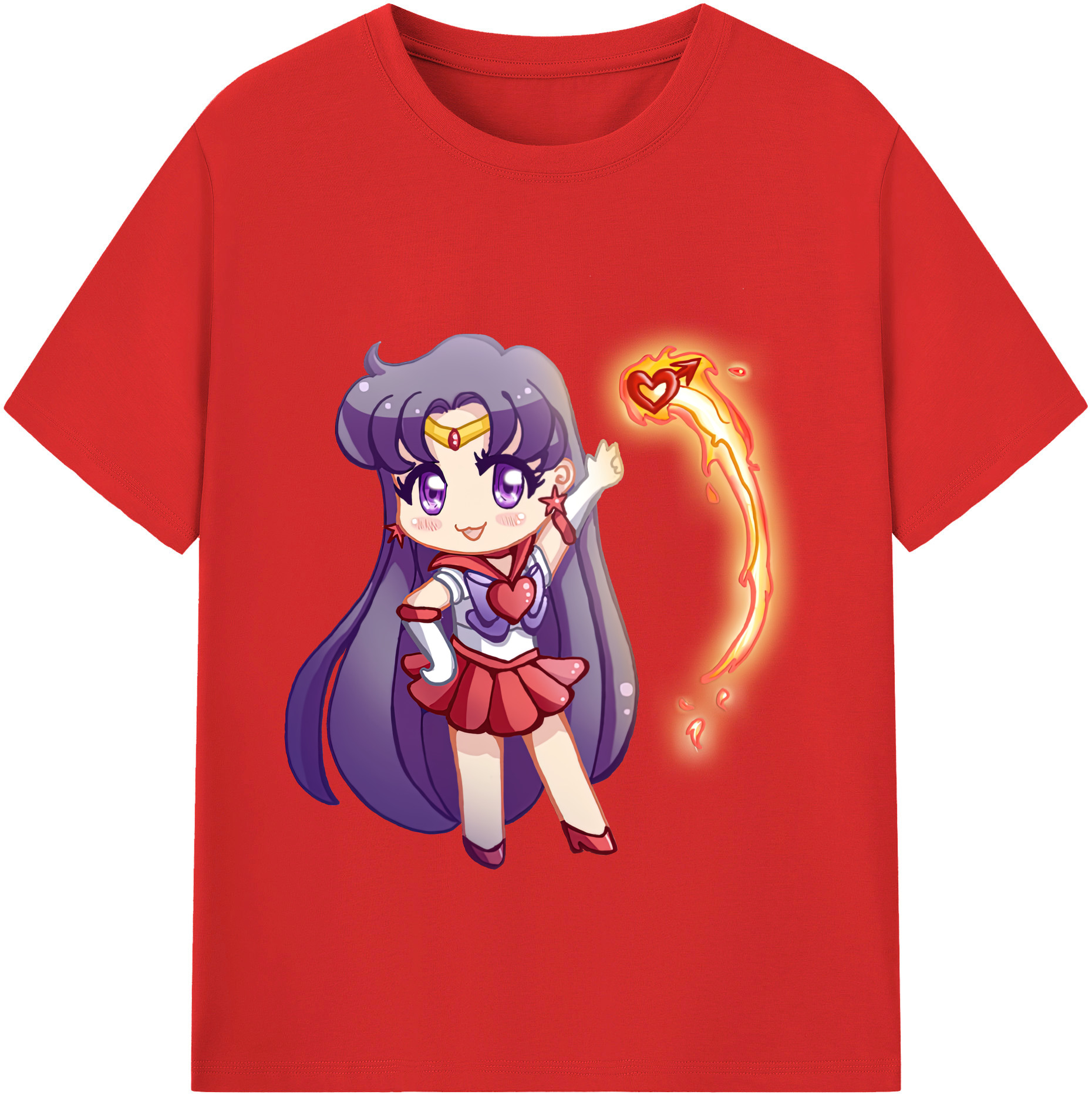 （画像用） 美少女戦士セーラームーン 火野レイ ひの レイ Sailor Moon Hino Rei （セーラーマーズ,Sailor Mars） 綿100％半袖Tシャツ（フロントプリント）