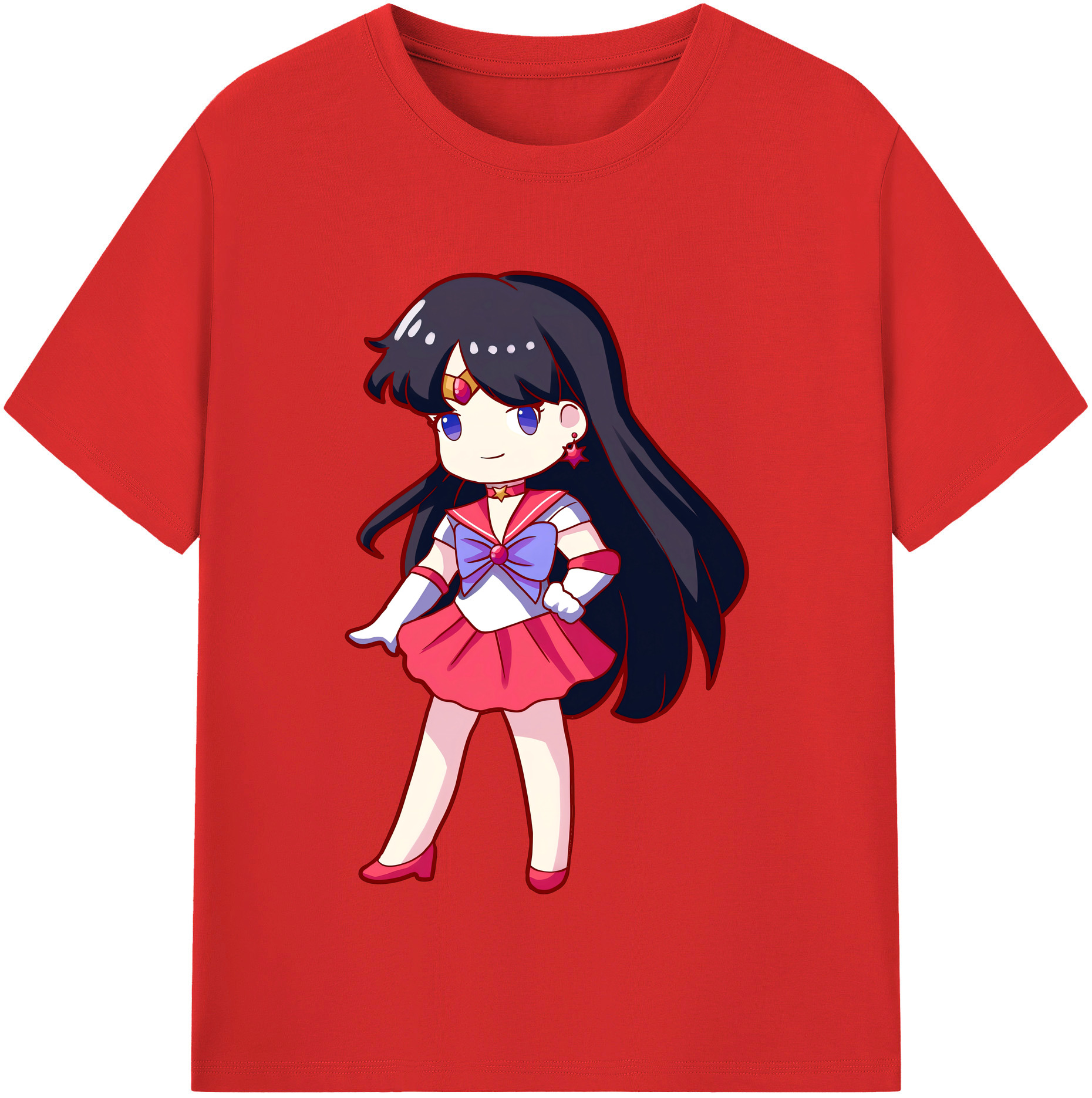 （画像用） 美少女戦士セーラームーン 火野レイ ひの レイ Sailor Moon Hino Rei （セーラーマーズ,Sailor Mars） 綿100％半袖Tシャツ（フロントプリント）