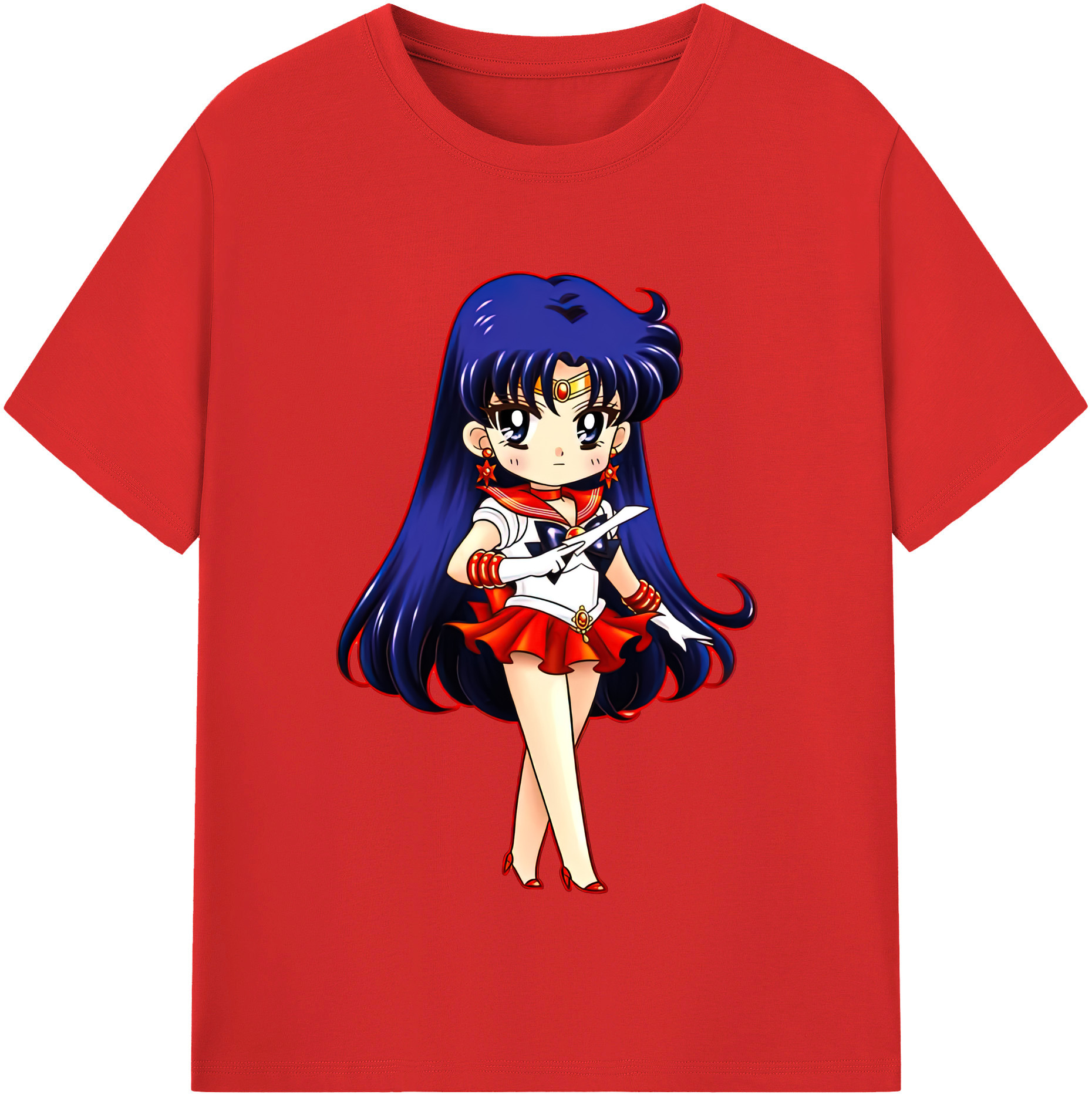 （画像用） 美少女戦士セーラームーン 火野レイ ひの レイ Sailor Moon Hino Rei （セーラーマーズ,Sailor Mars） 綿100％半袖Tシャツ（フロントプリント）
