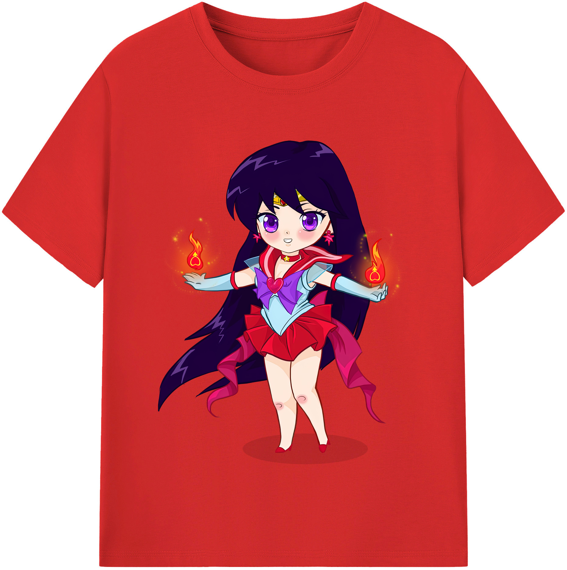 （画像用） 美少女戦士セーラームーン 火野レイ ひの レイ Sailor Moon Hino Rei （セーラーマーズ,Sailor Mars） 綿100％半袖Tシャツ（フロントプリント）